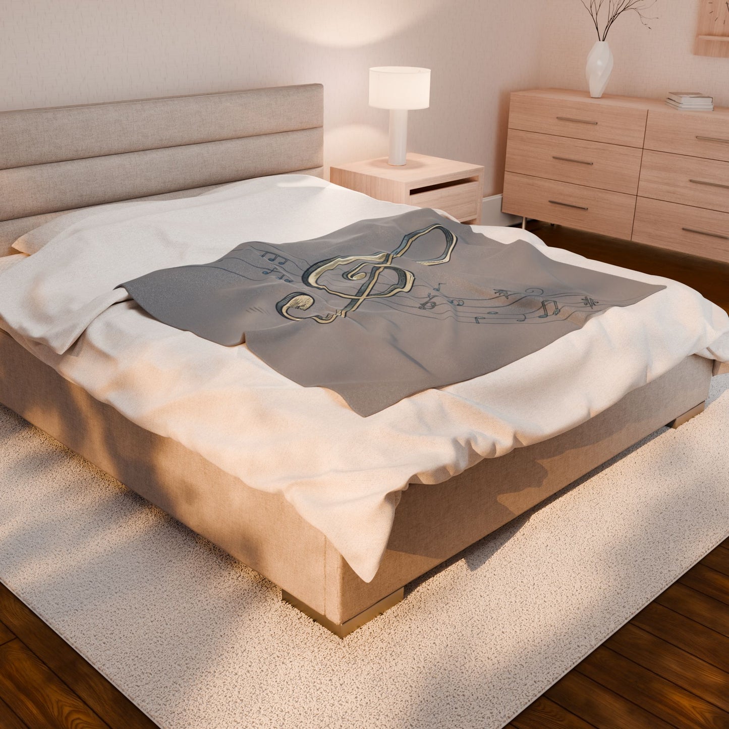 MUSICAL WHIMISCAL NOTES Velveteen Plush Blanket | Cozy Gift for Music Lovers, Home Decor, Birthday, Relaxation, Concerts | 2 SIZES