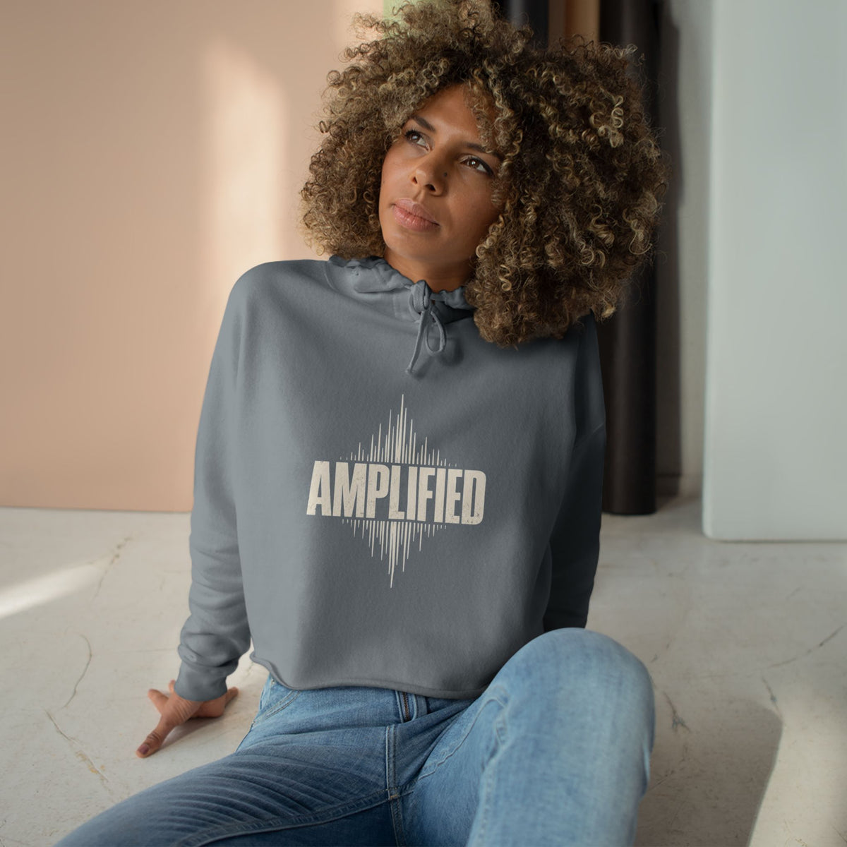 Amplified Crop Hoodie | 2 Colors - 4 Sizes | Soundwave Graphic Cropped Hoodie
