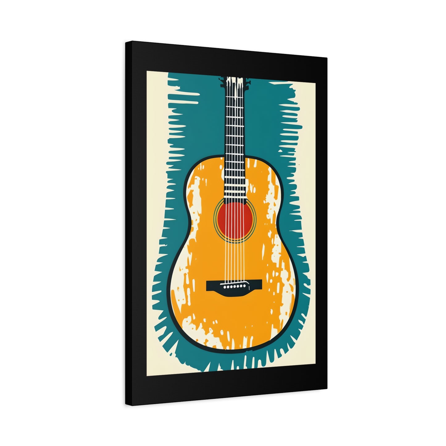 Teal Harmony - Guitar Art Canvas Print, Music Decor, Acoustic Guitar Wall Art - 20" x 30" (vertical) - Gift for Musicians, Room Decor, Handmade Home Decor