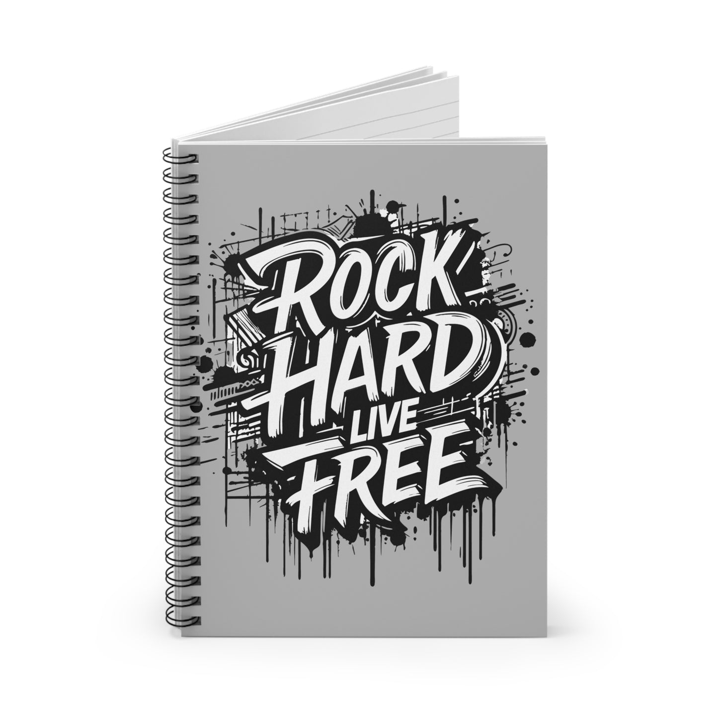 ROCK HARD LIVE FREE Spiral Notebook Design | Inspirational Journal, Gift for Students, Music Lovers, Creative Writing, Art Projects