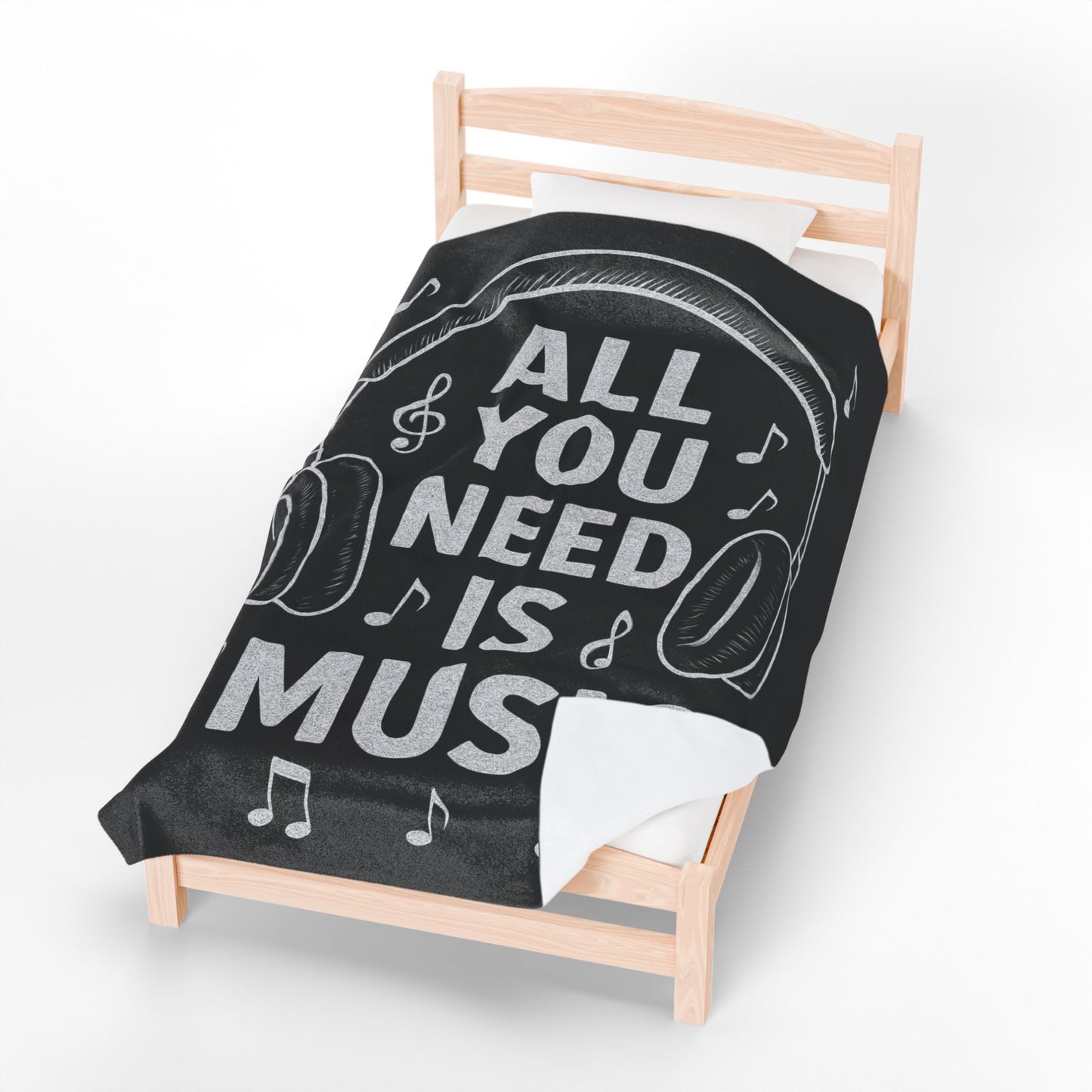ALL YOU NEED IS MUSIC Velveteen Plush Blanket β Cozy Gift for Music Lovers, Home Decor, Birthday, Relaxation, Concerts | 2 SIZES
