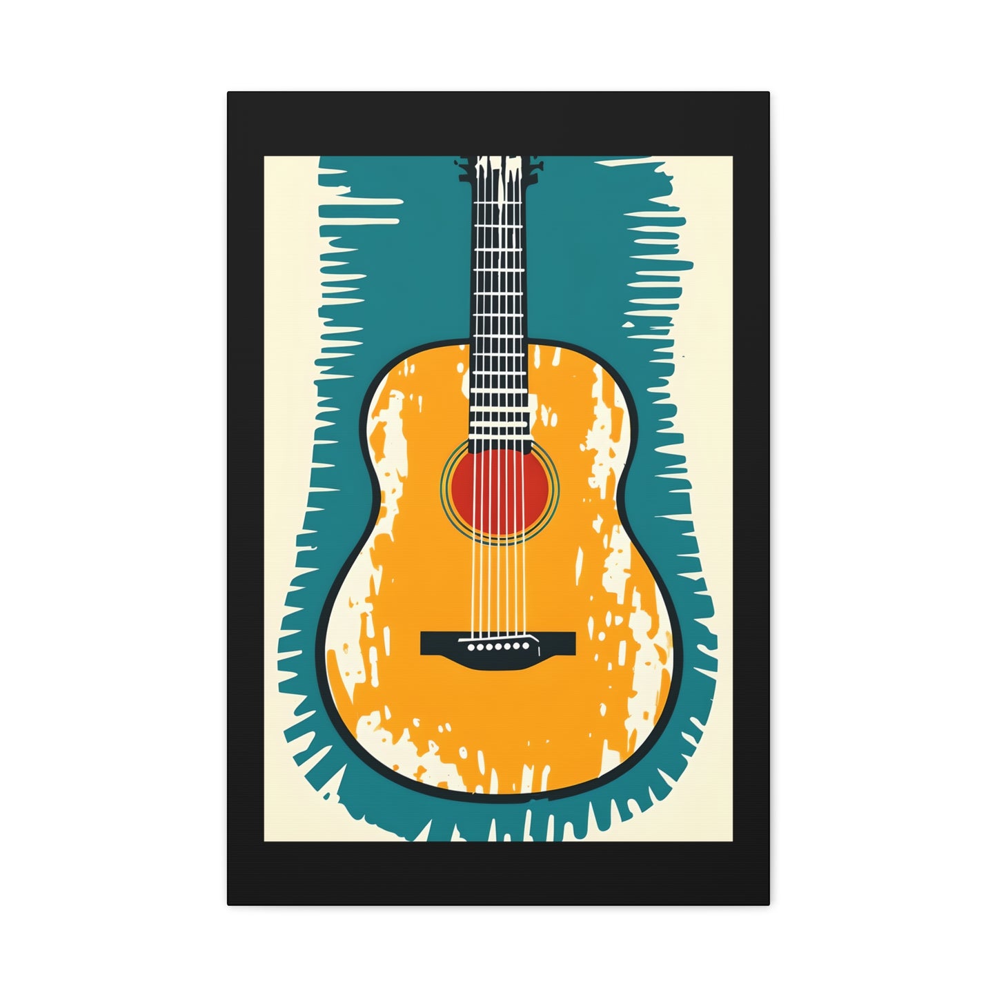 Teal Harmony - Guitar Art Canvas Print, Music Decor, Acoustic Guitar Wall Art - 20" x 30" (vertical) - Gift for Musicians, Room Decor, Handmade Home Decor