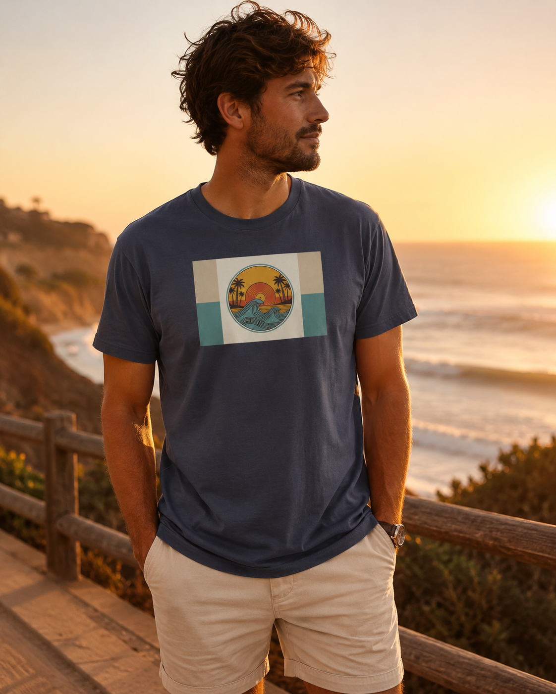 SUNSET WAVE T-SHIRT—Vintage Coastal Summer Wave Tee