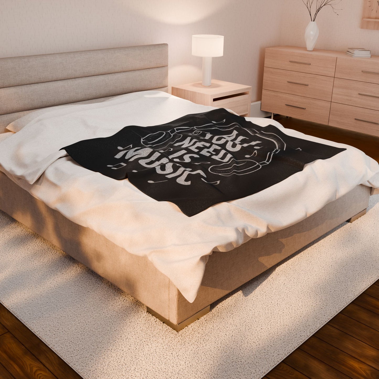 ALL YOU NEED IS MUSIC Velveteen Plush Blanket β Cozy Gift for Music Lovers, Home Decor, Birthday, Relaxation, Concerts | 2 SIZES