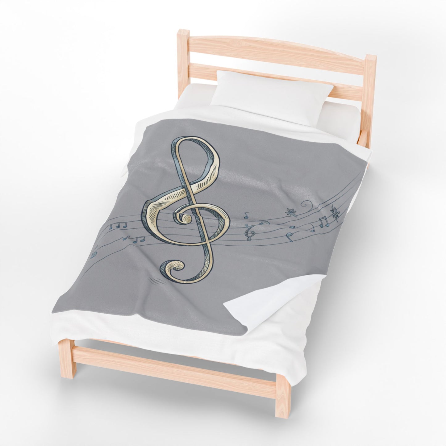 MUSICAL WHIMISCAL NOTES Velveteen Plush Blanket | Cozy Gift for Music Lovers, Home Decor, Birthday, Relaxation, Concerts | 2 SIZES