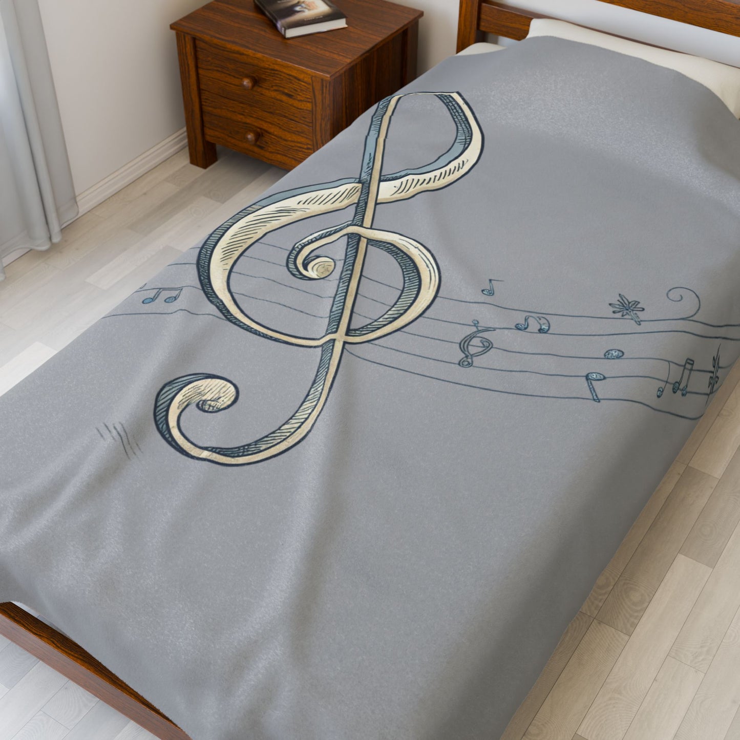 MUSICAL WHIMISCAL NOTES Velveteen Plush Blanket | Cozy Gift for Music Lovers, Home Decor, Birthday, Relaxation, Concerts | 2 SIZES