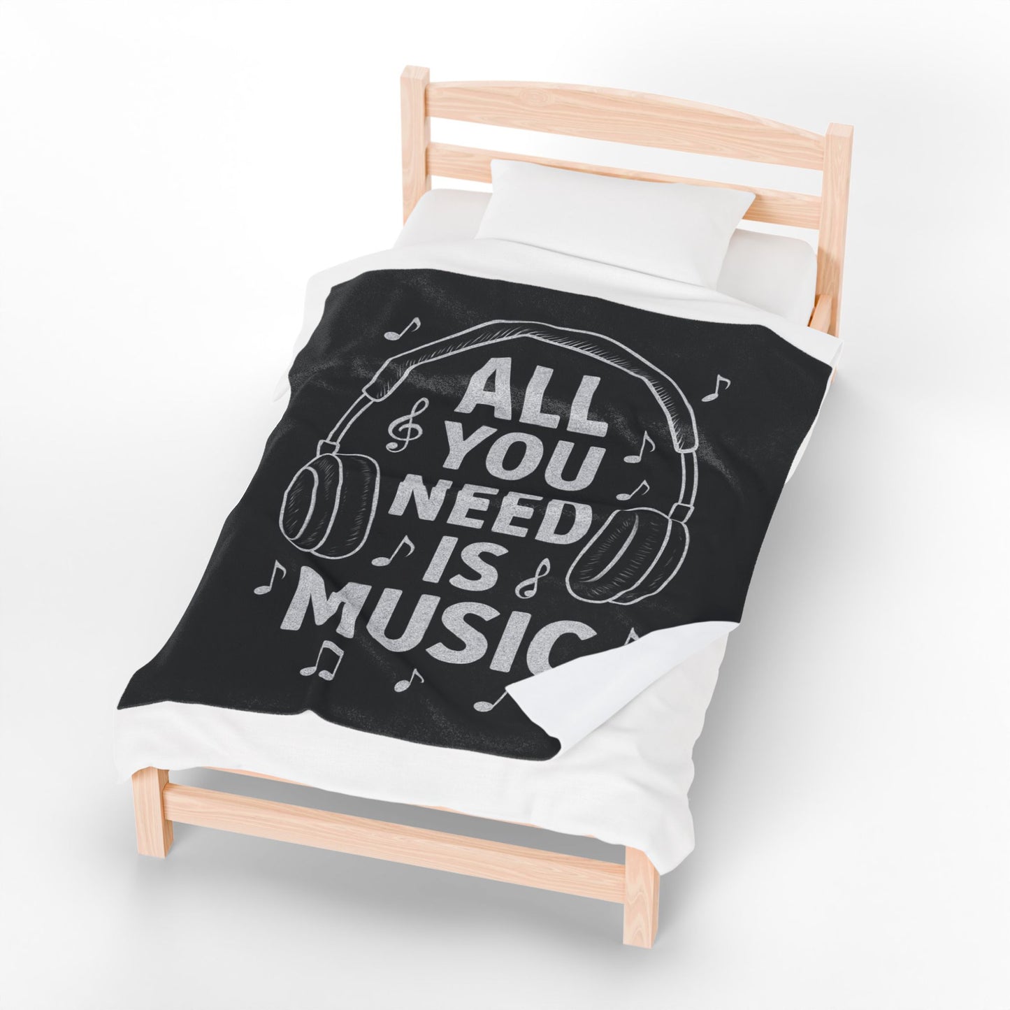 ALL YOU NEED IS MUSIC Velveteen Plush Blanket β Cozy Gift for Music Lovers, Home Decor, Birthday, Relaxation, Concerts | 2 SIZES