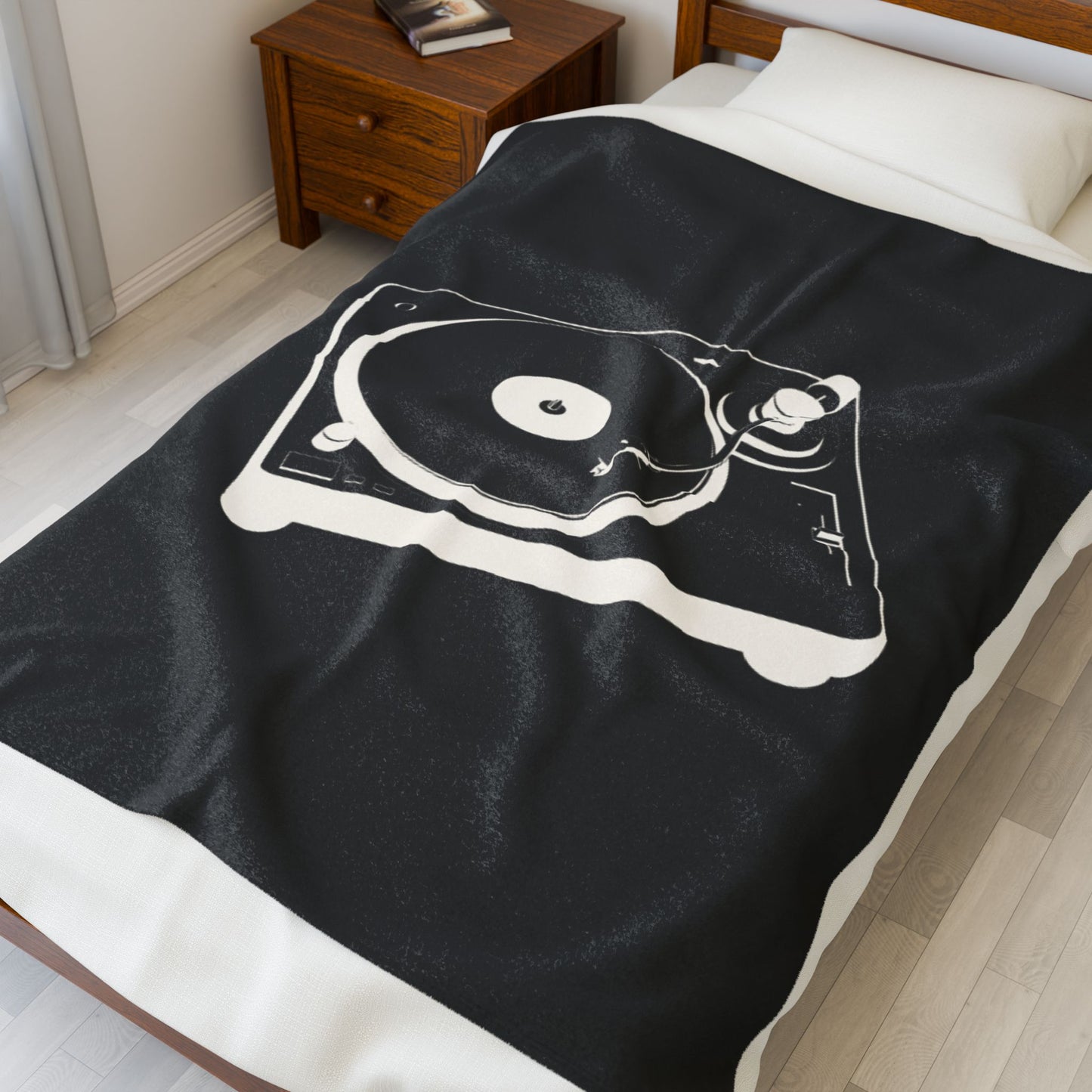 VINYL VIBES Velveteen Plush Blanket – Cozy Gift for Music Lovers, Home Decor, Birthday, Relaxation, Concerts | 2 SIZES
