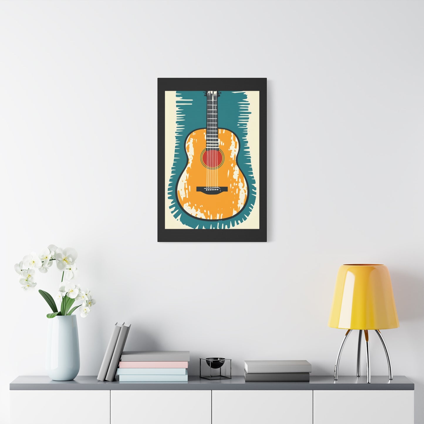 Teal Harmony - Guitar Art Canvas Print, Music Decor, Acoustic Guitar Wall Art - 20" x 30" (vertical) - Gift for Musicians, Room Decor, Handmade Home Decor