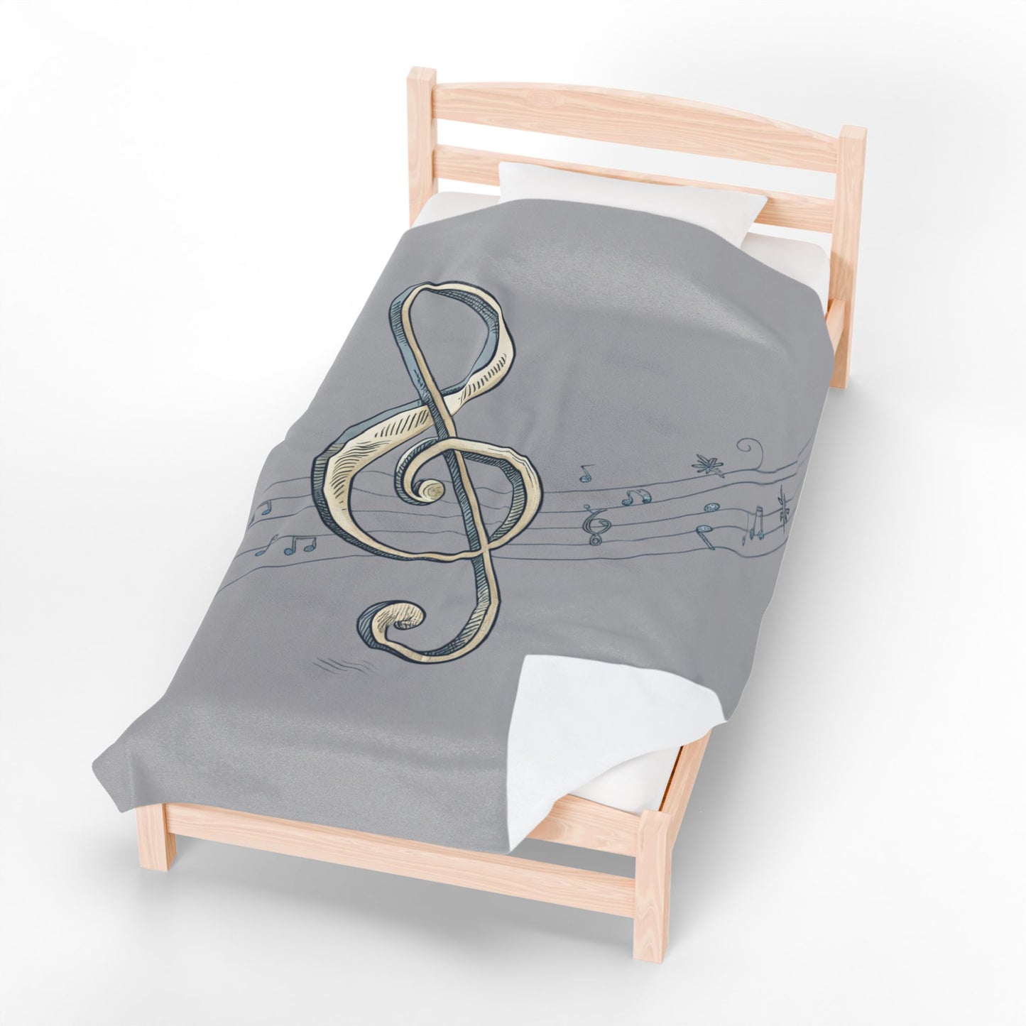 MUSICAL WHIMISCAL NOTES Velveteen Plush Blanket | Cozy Gift for Music Lovers, Home Decor, Birthday, Relaxation, Concerts | 2 SIZES