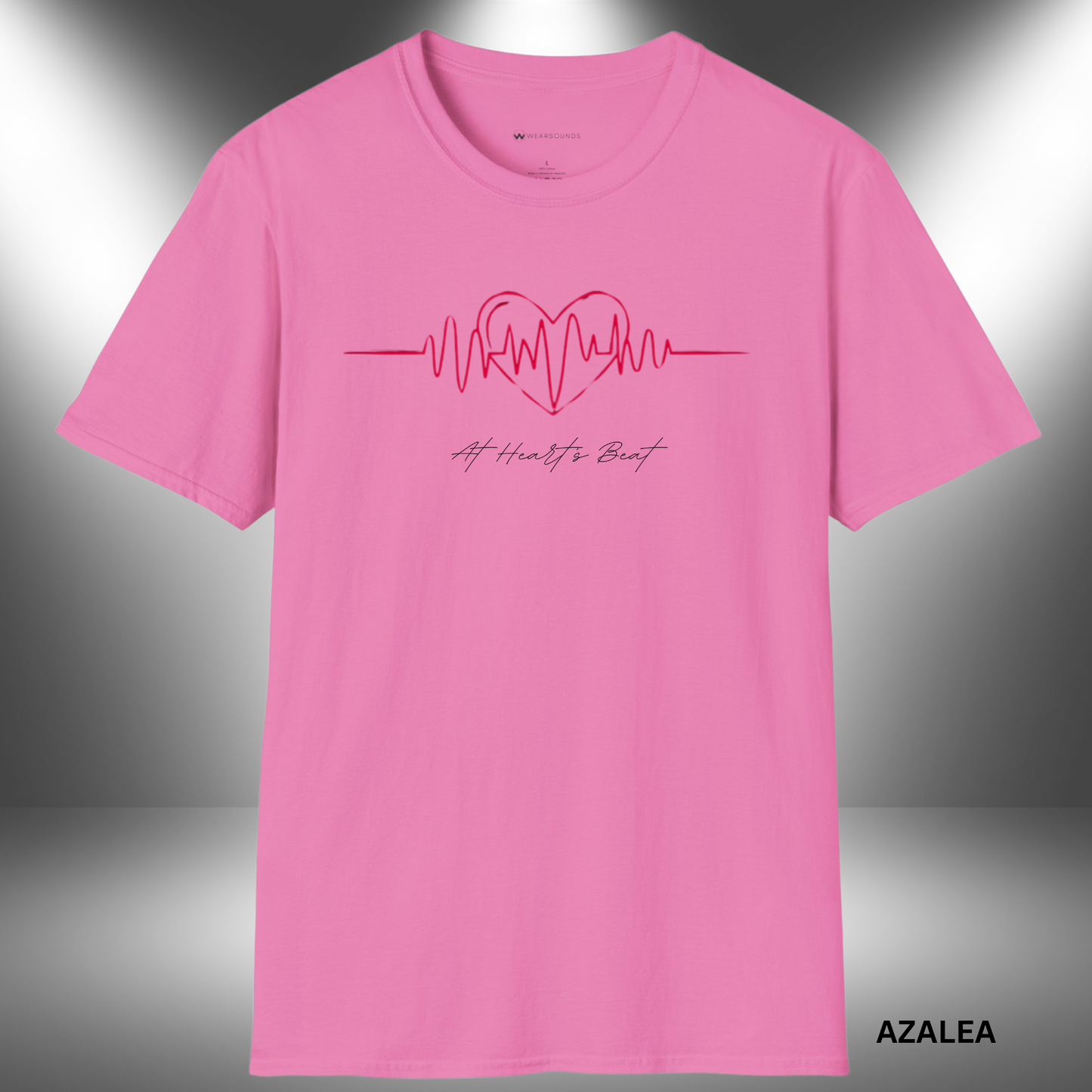 Heart-shaped audio waveform design representing the rhythm of music and emotional connection through sound.
