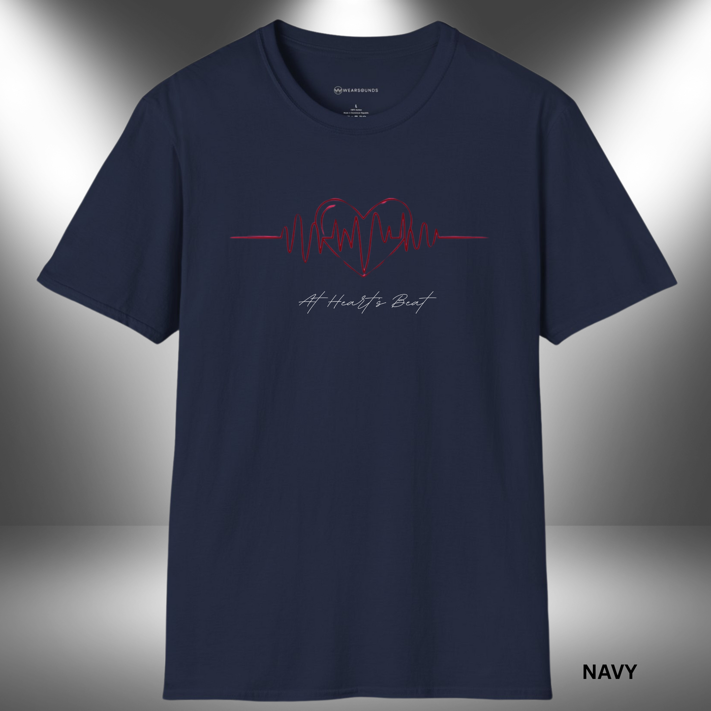 Heart-shaped audio waveform design representing the rhythm of music and emotional connection through sound.