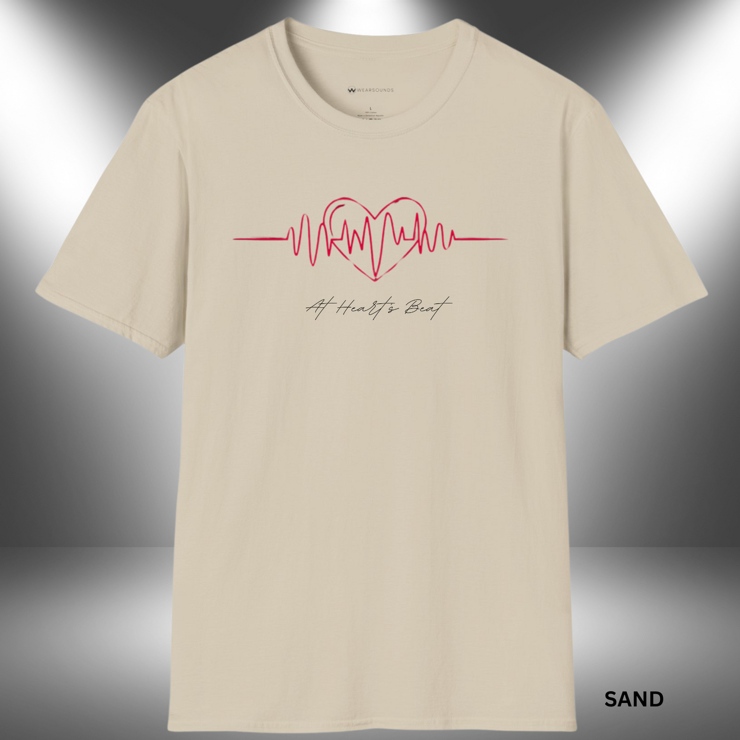 Heart-shaped audio waveform design representing the rhythm of music and emotional connection through sound.