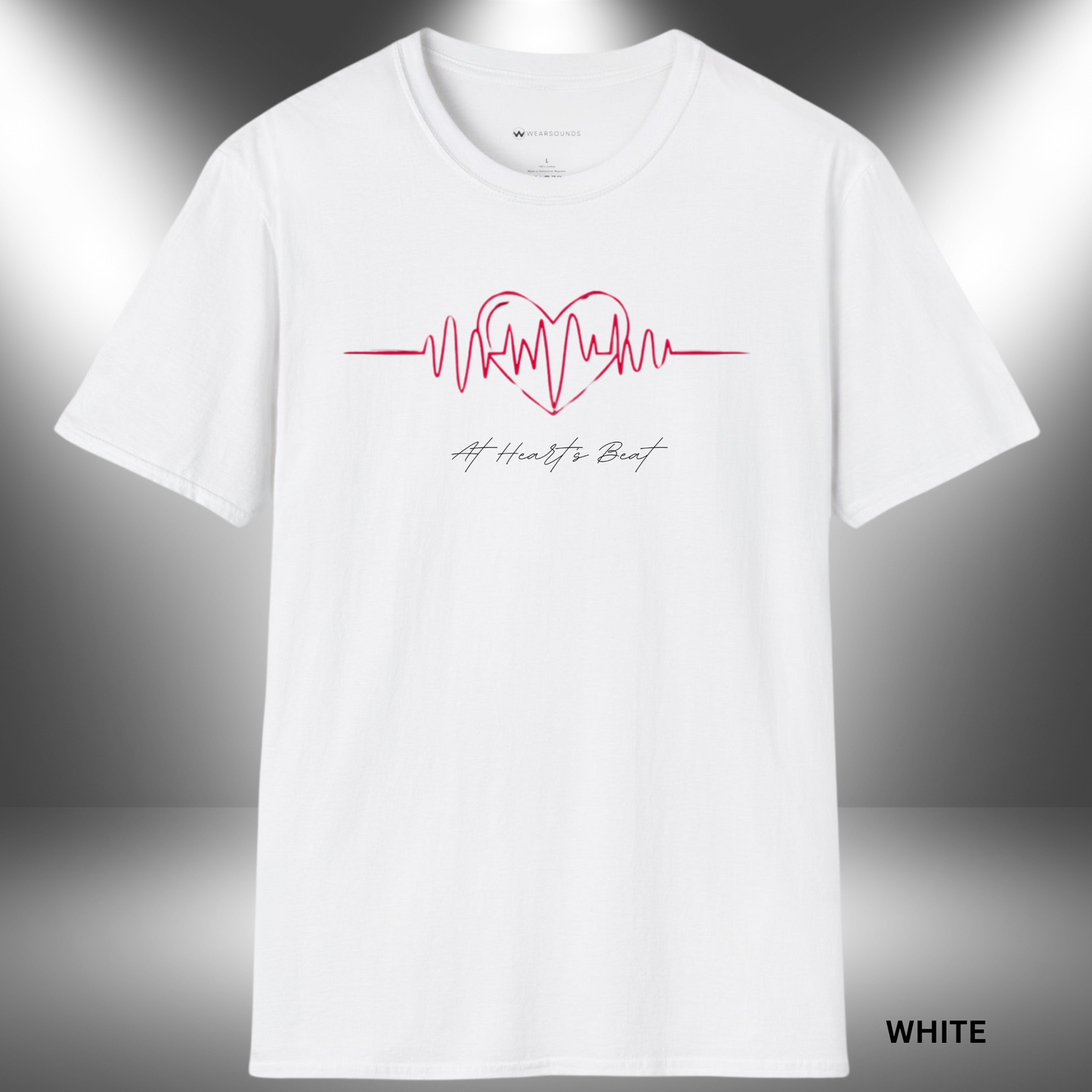 Heart-shaped audio waveform design representing the rhythm of music and emotional connection through sound.
