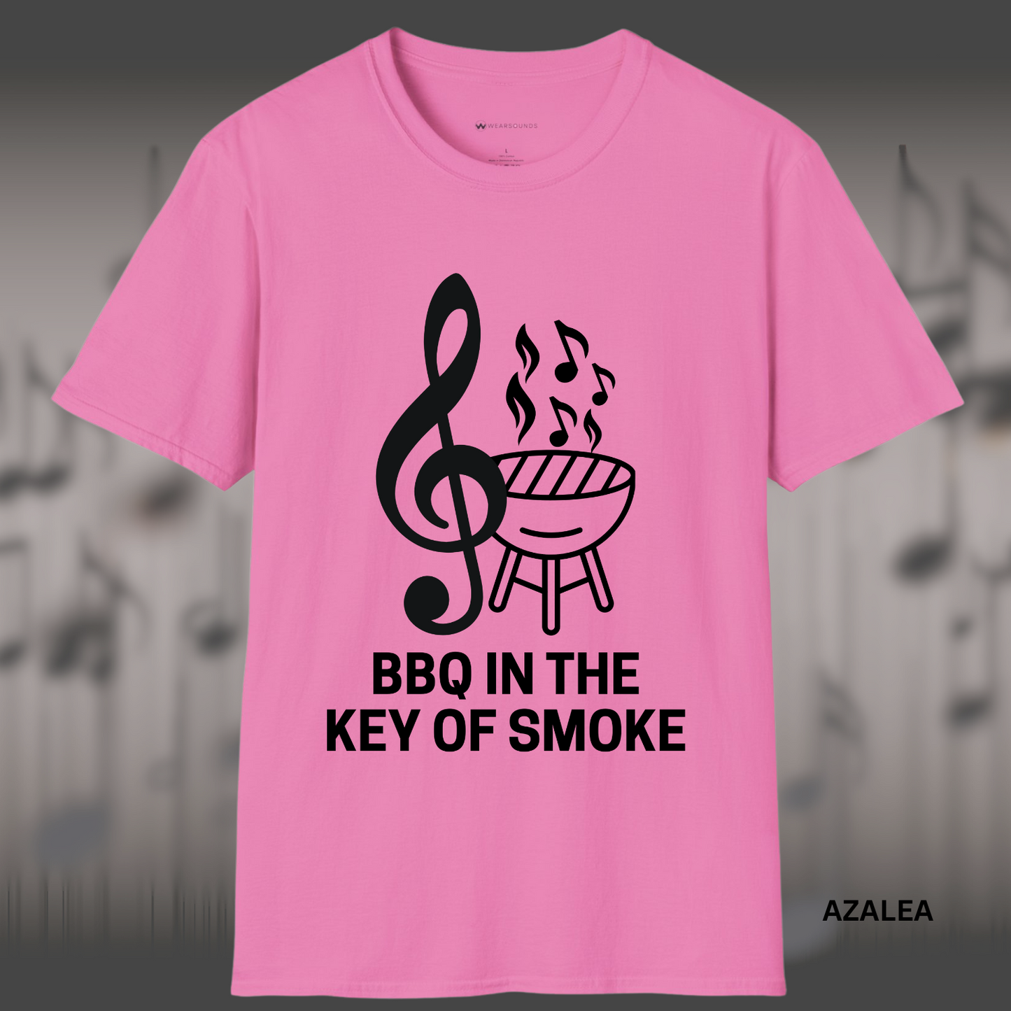 BBQ IN THE KEY OF SMOKE | T-SHIRT - 7 colors - 9 sizes | Light the coals and crank the tunes — grab this design now and bring harmony to your next cookout!