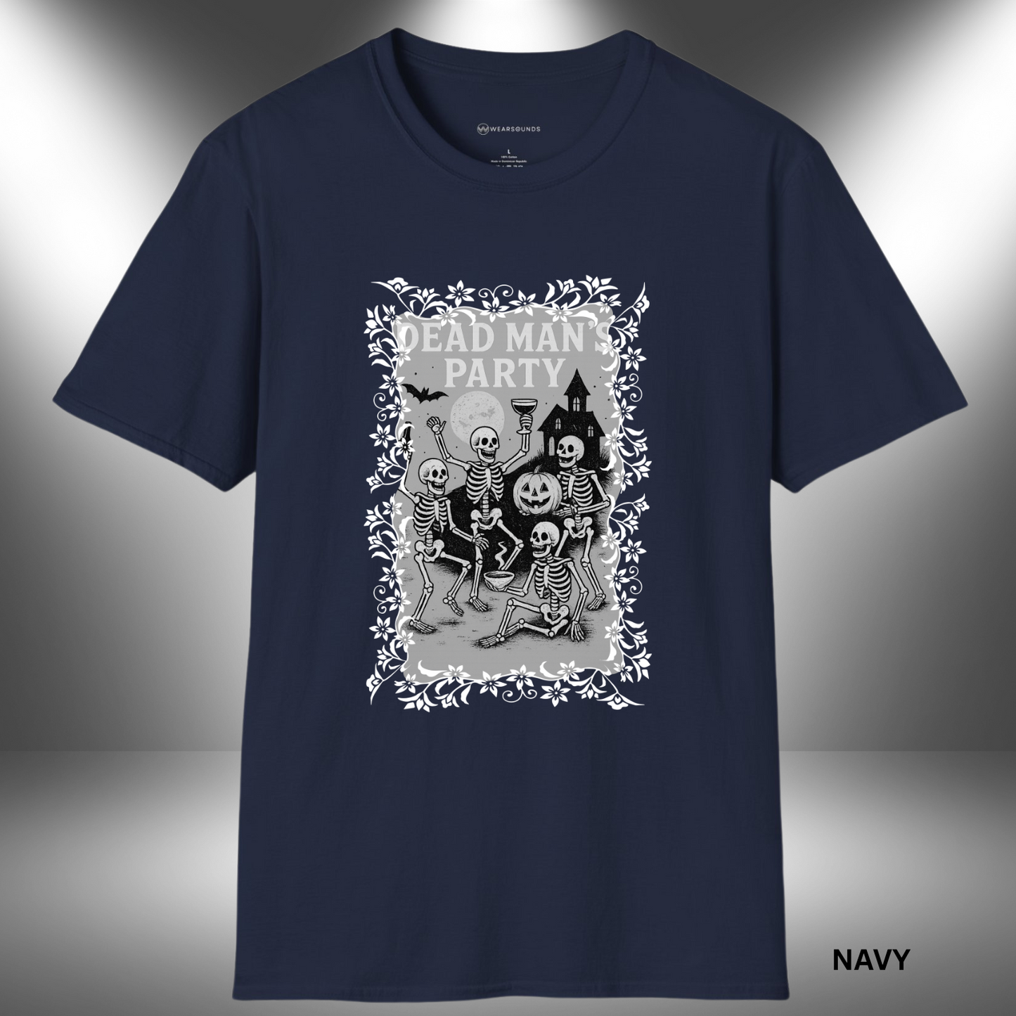 Dead Man’s Party | T-SHIRT - 6 colors - 9 sizes | Spooky Skeleton Party Tee - Raise your glass and join the crew — grab the Dead Man’s Party Tee today and celebrate Halloween in spooky style!