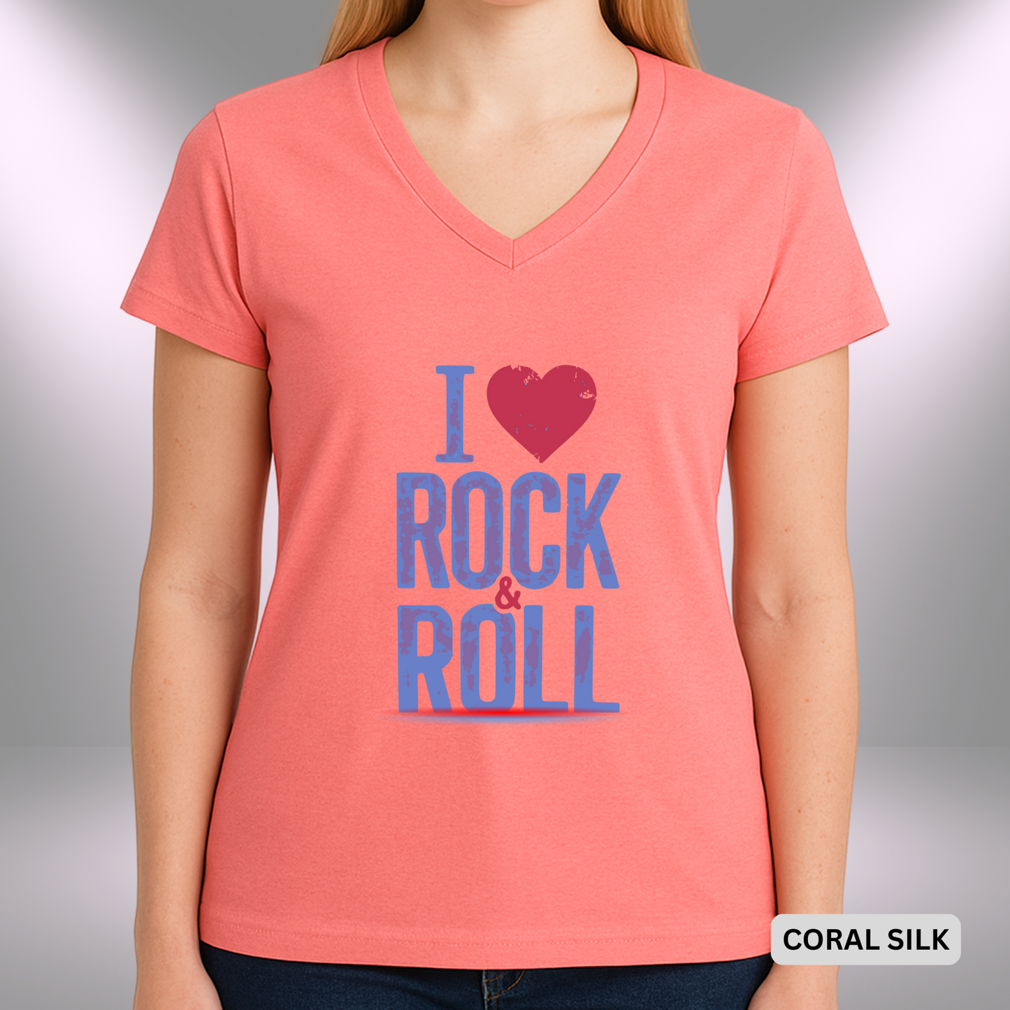 I (HEART) ROCK & ROLL | Lady's V-Neck | T-SHIRT - Limited Colors - 4 sizes