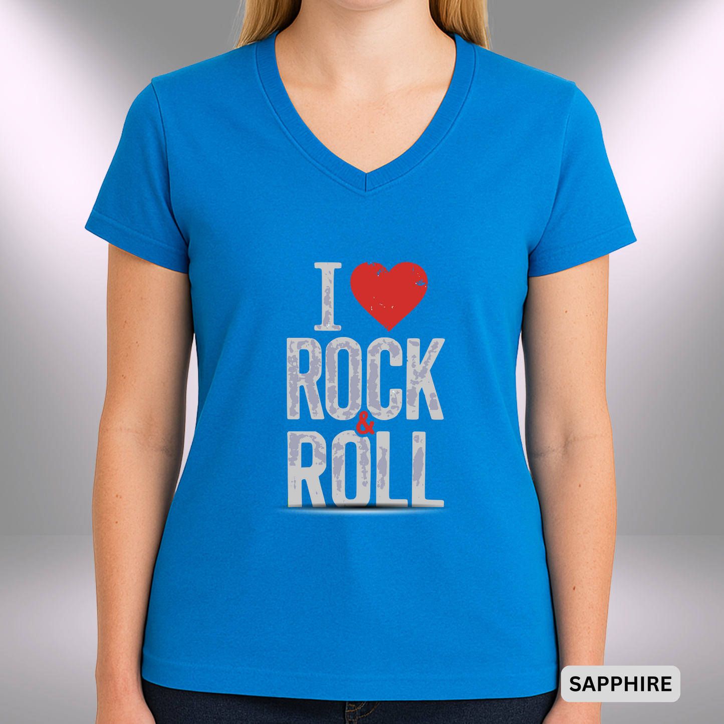 I (HEART) ROCK & ROLL | Lady's V-Neck | T-SHIRT - Limited Colors - 4 sizes