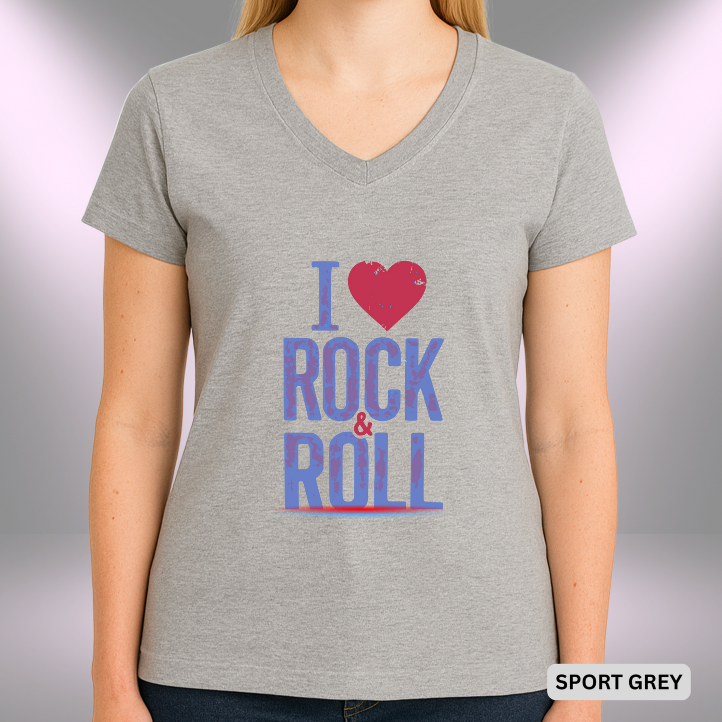 I (HEART) ROCK & ROLL | Lady's V-Neck | T-SHIRT - Limited Colors - 4 sizes