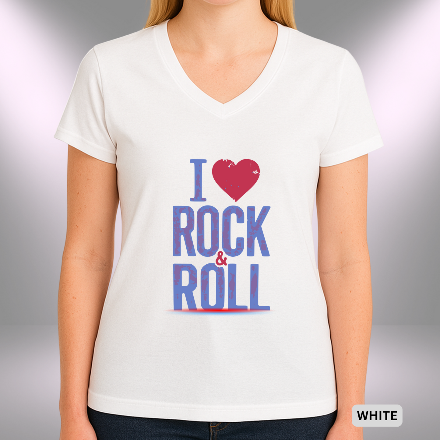 I (HEART) ROCK & ROLL | Lady's V-Neck | T-SHIRT - Limited Colors - 4 sizes