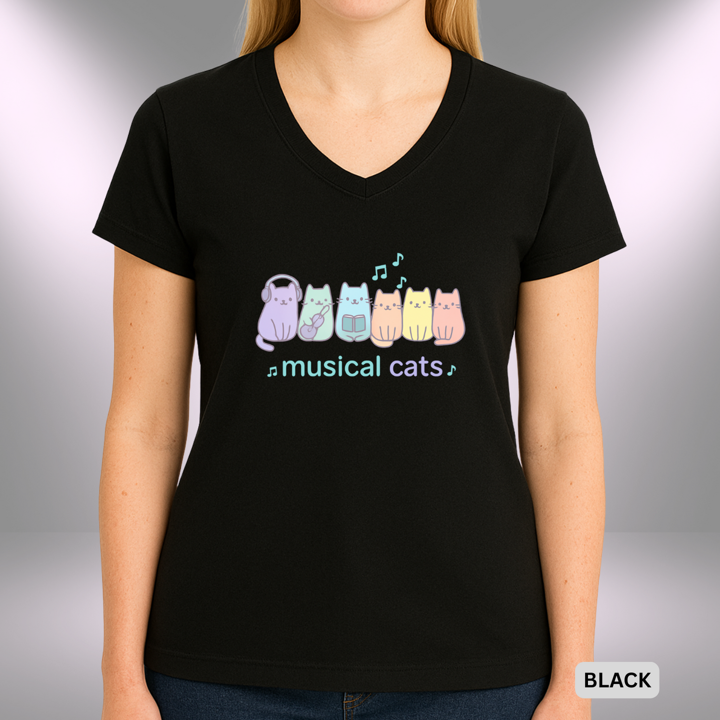 MUSICAL CATS - PURRFECT HARMONY | Lady's V-Neck | T-SHIRT - 6 colors - 4 sizes