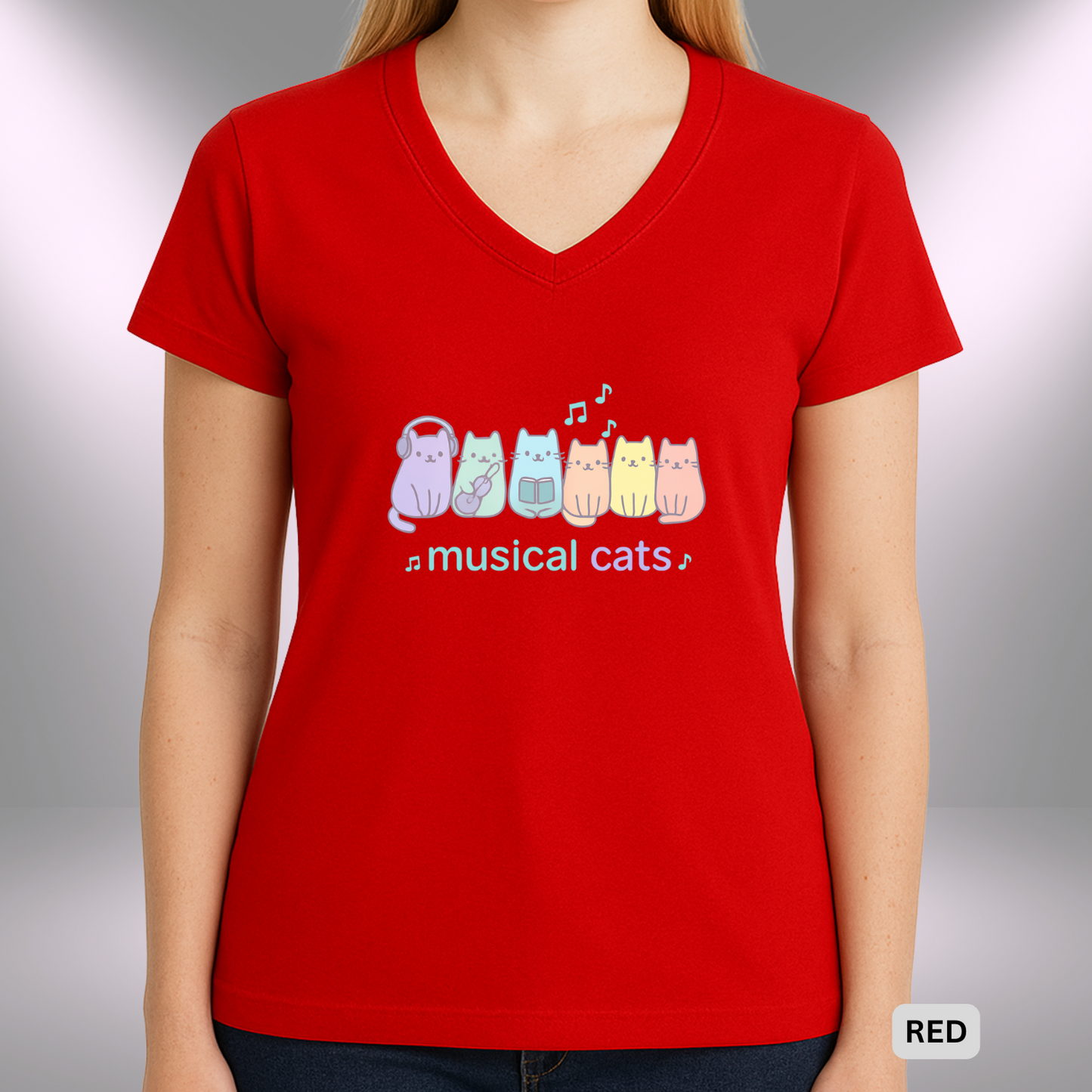 MUSICAL CATS - PURRFECT HARMONY | Lady's V-Neck | T-SHIRT - 6 colors - 4 sizes