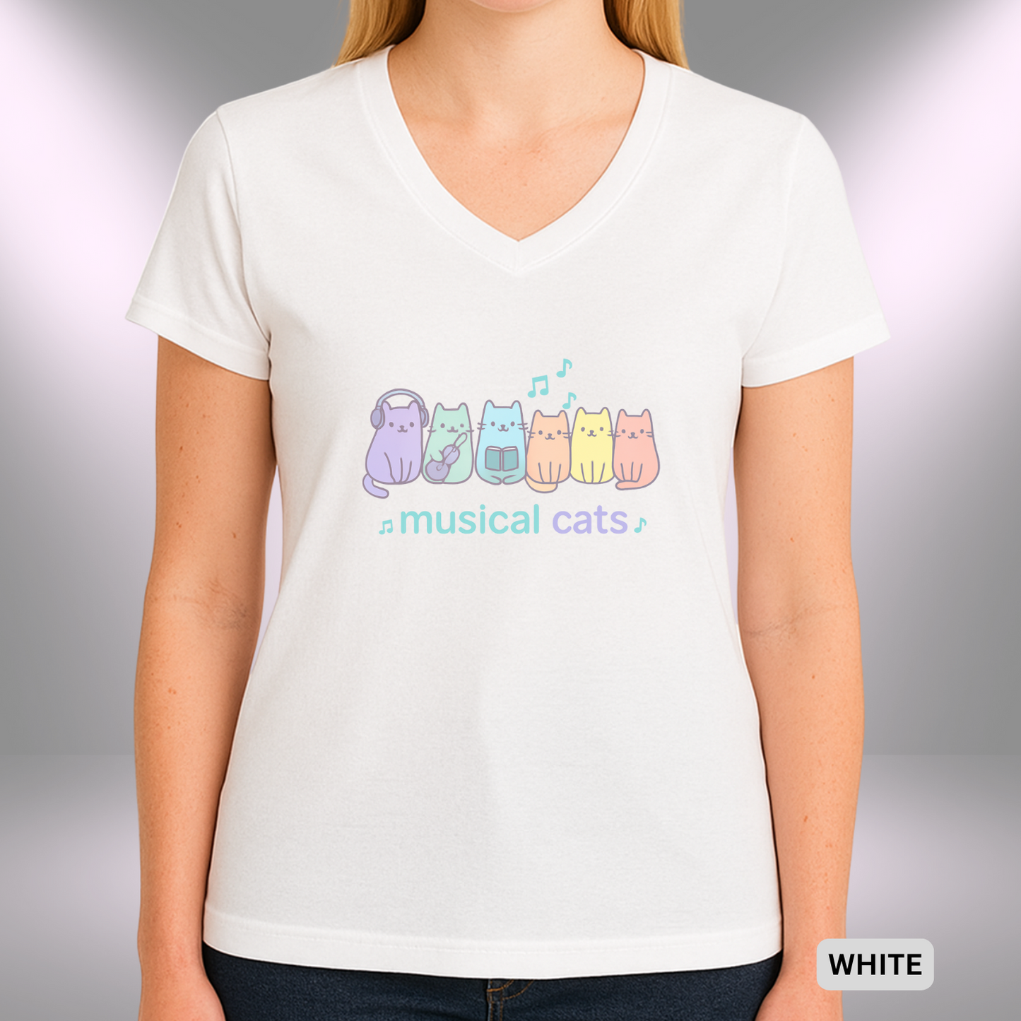 MUSICAL CATS - PURRFECT HARMONY | Lady's V-Neck | T-SHIRT - 6 colors - 4 sizes