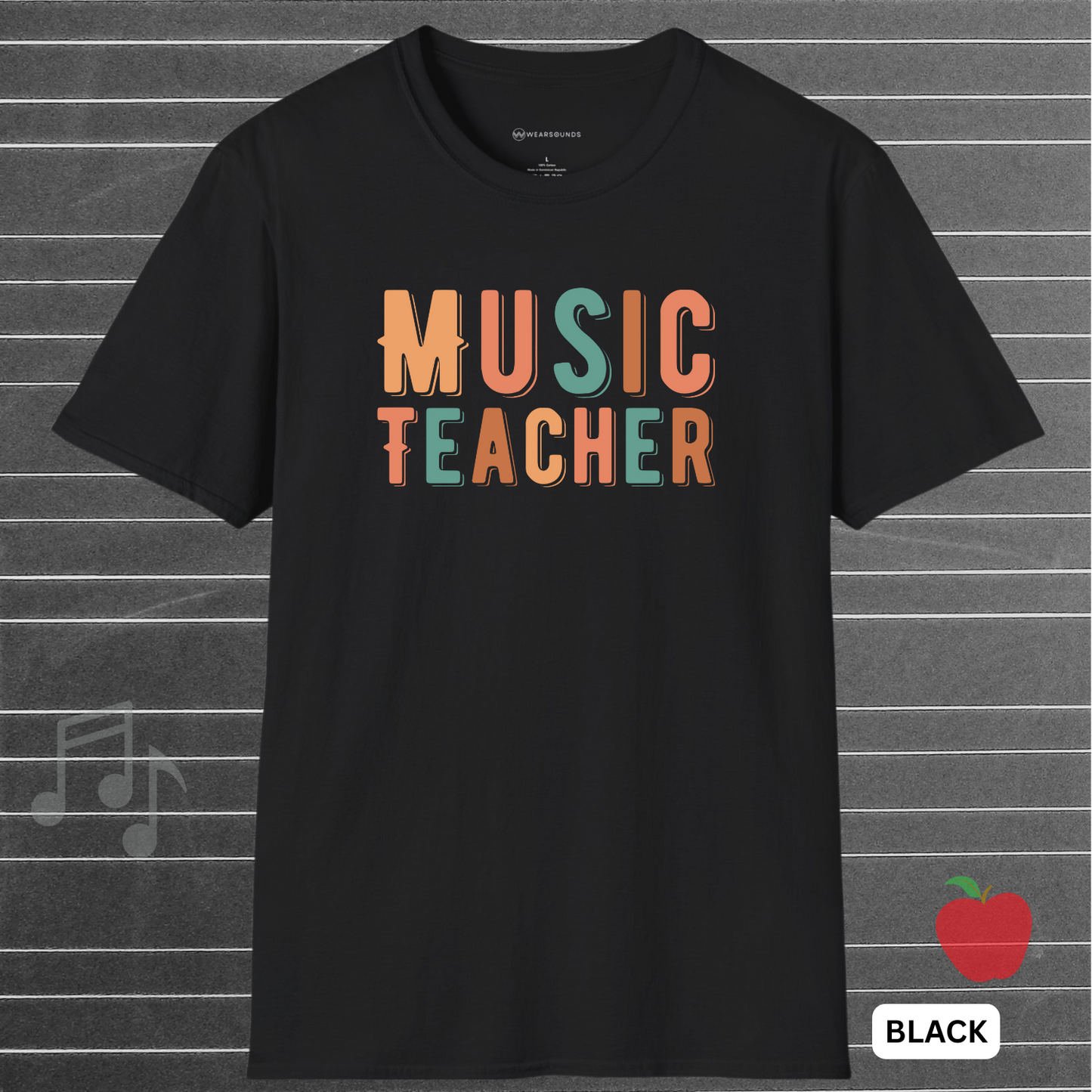 Retro MUSIC TEACHER T-Shirt – Gift for Music Educators | T-SHIRT - 7 colors - 9 sizes | Every note matters. Every student counts. Wear your dedication proudly with our retro-inspired Music Teacher tee!