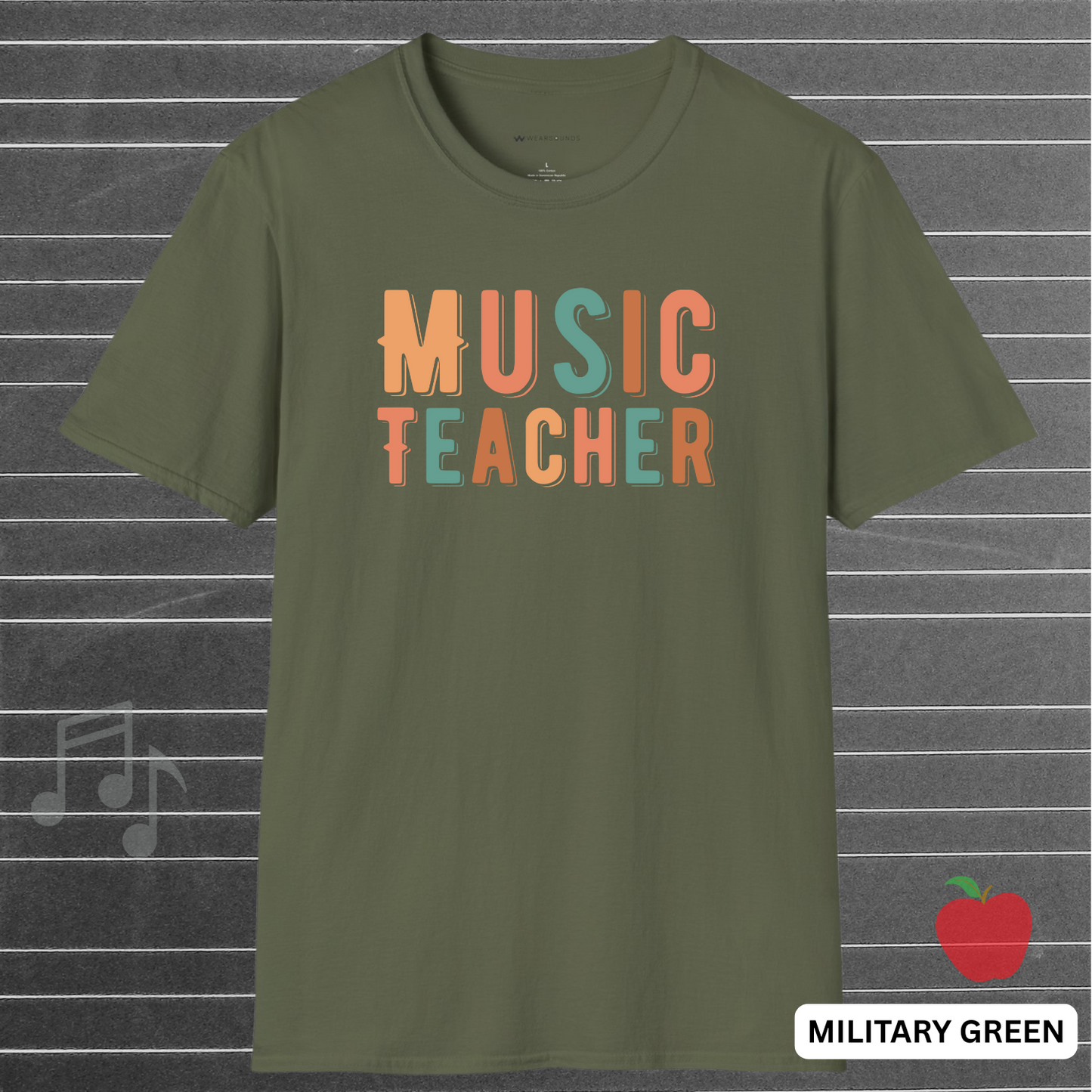 Retro MUSIC TEACHER T-Shirt – Gift for Music Educators | T-SHIRT - 7 colors - 9 sizes | Every note matters. Every student counts. Wear your dedication proudly with our retro-inspired Music Teacher tee!