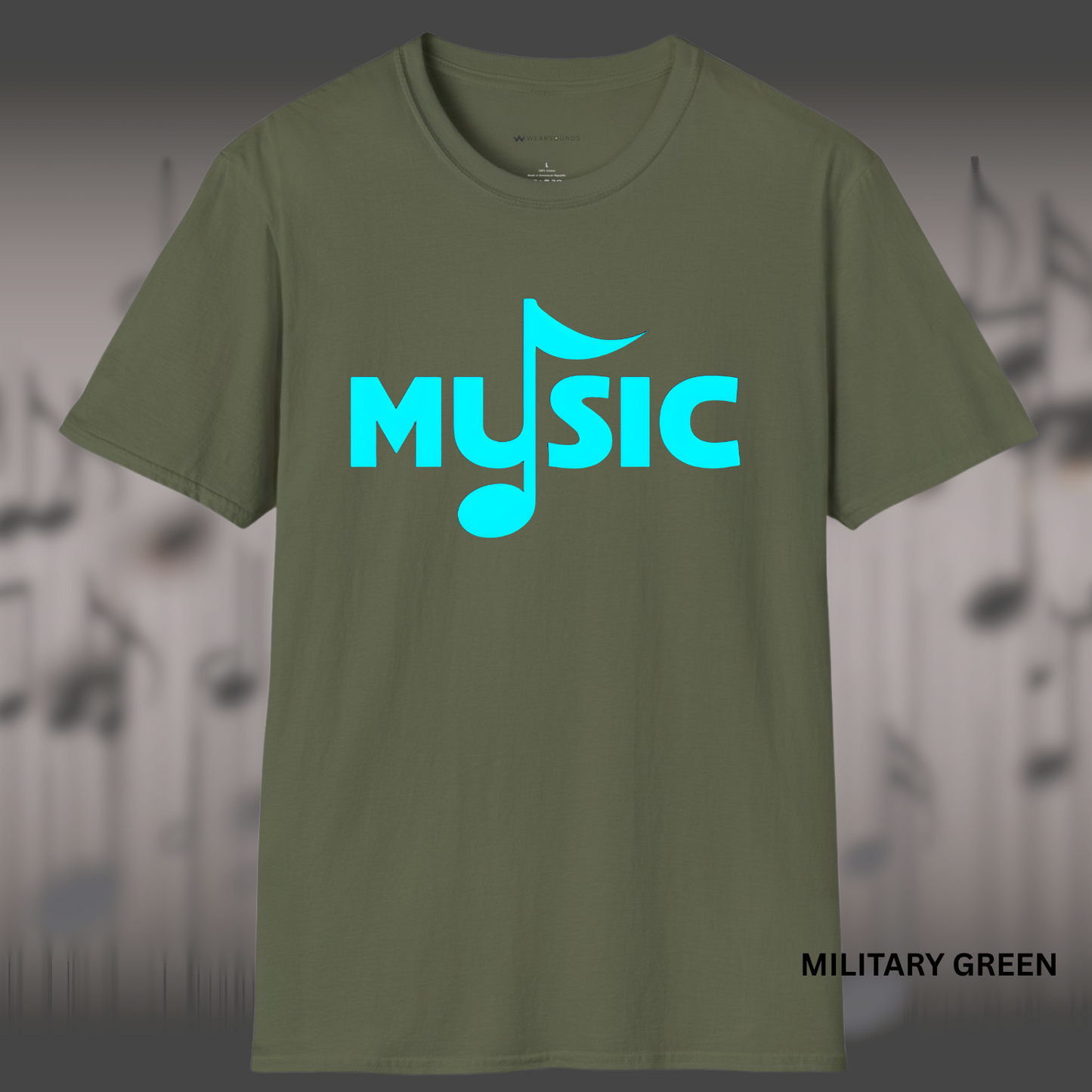 MUSIC (NEON NOTE) | T-SHIRT - 7 colors - 9 sizes | Say it with a note. Minimal look, max vibe. Amp up your fit—grab yours today.