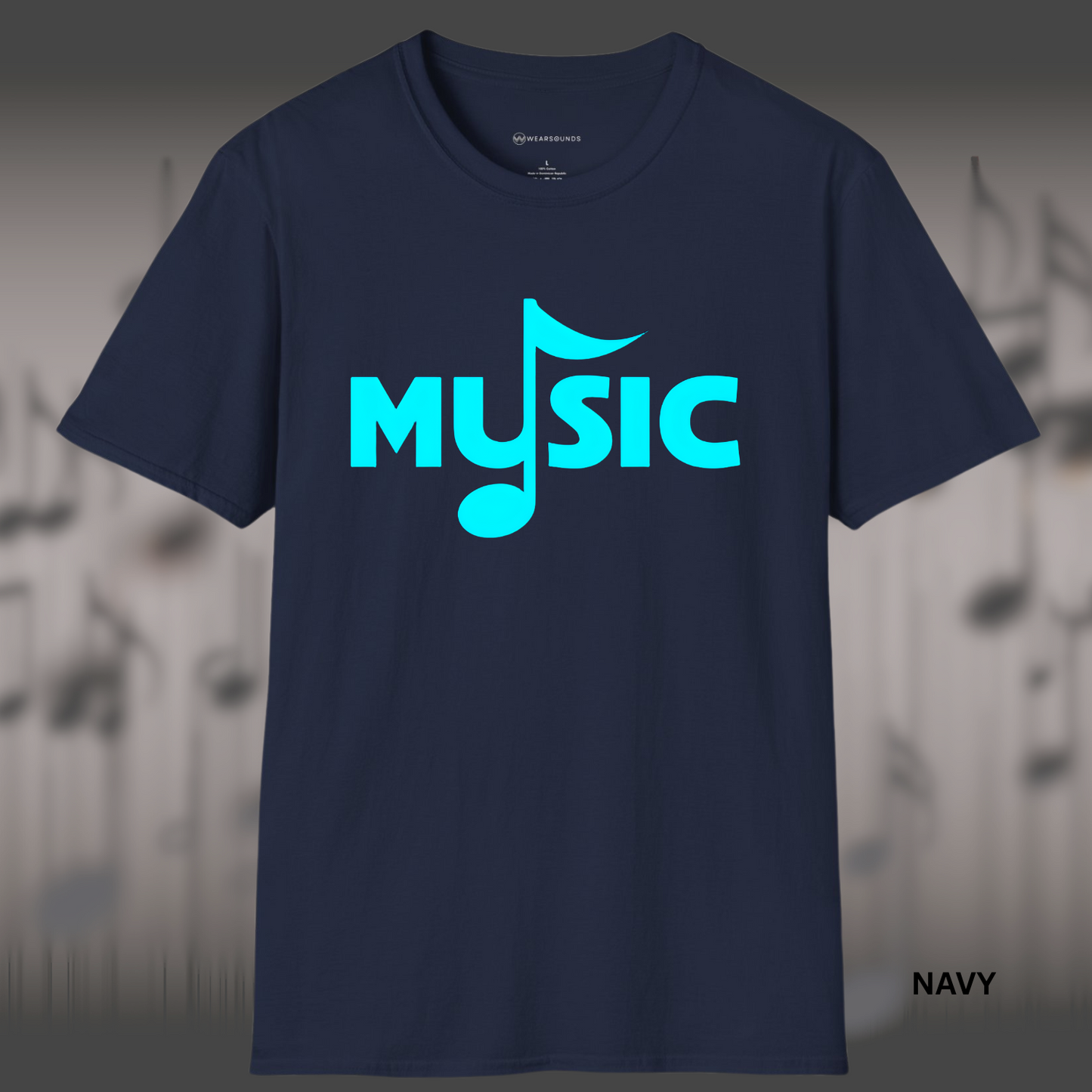 MUSIC (NEON NOTE) | T-SHIRT - 7 colors - 9 sizes | Say it with a note. Minimal look, max vibe. Amp up your fit—grab yours today.