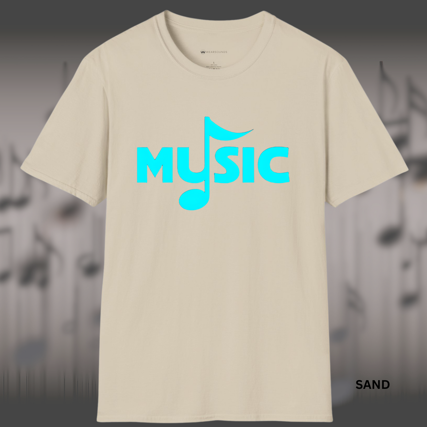 MUSIC (NEON NOTE) | T-SHIRT - 7 colors - 9 sizes | Say it with a note. Minimal look, max vibe. Amp up your fit—grab yours today.