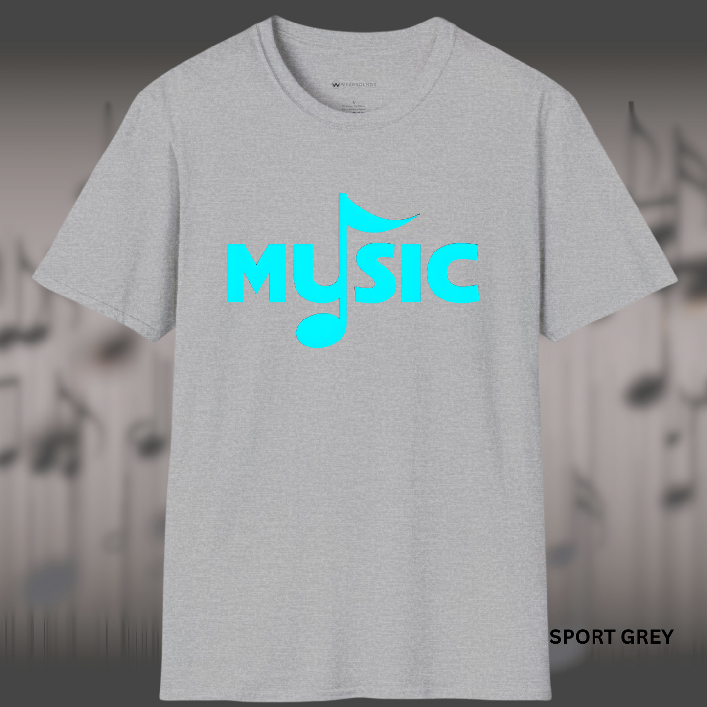 MUSIC (NEON NOTE) | T-SHIRT - 7 colors - 9 sizes | Say it with a note. Minimal look, max vibe. Amp up your fit—grab yours today.