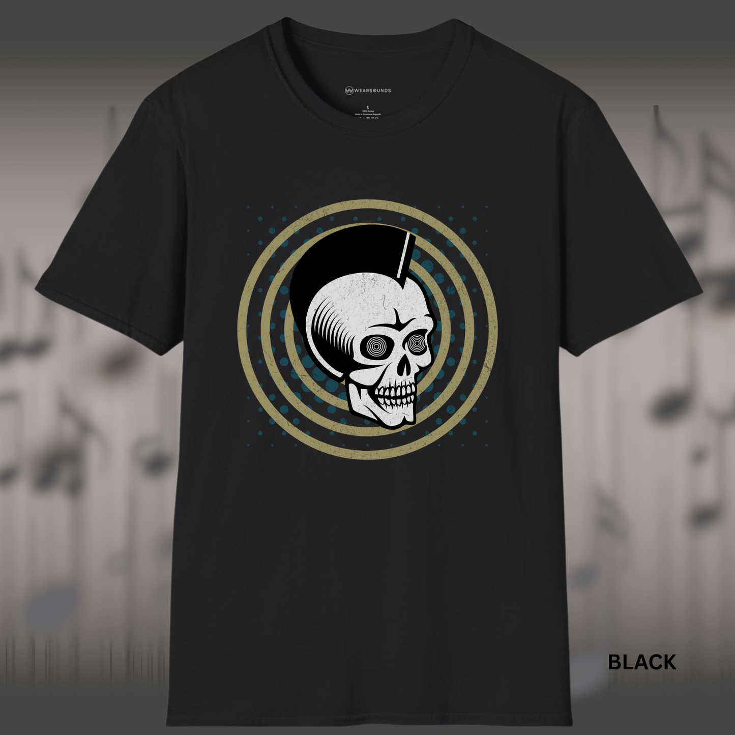 PUNK PULSE PSYCHO SKULL | T-SHIRT - 7 colors - 9 sizes | skull t-shirt, punk rock shirt, psychobilly tee, horror punk graphic tee, goth streetwear, vintage skull graphic.
