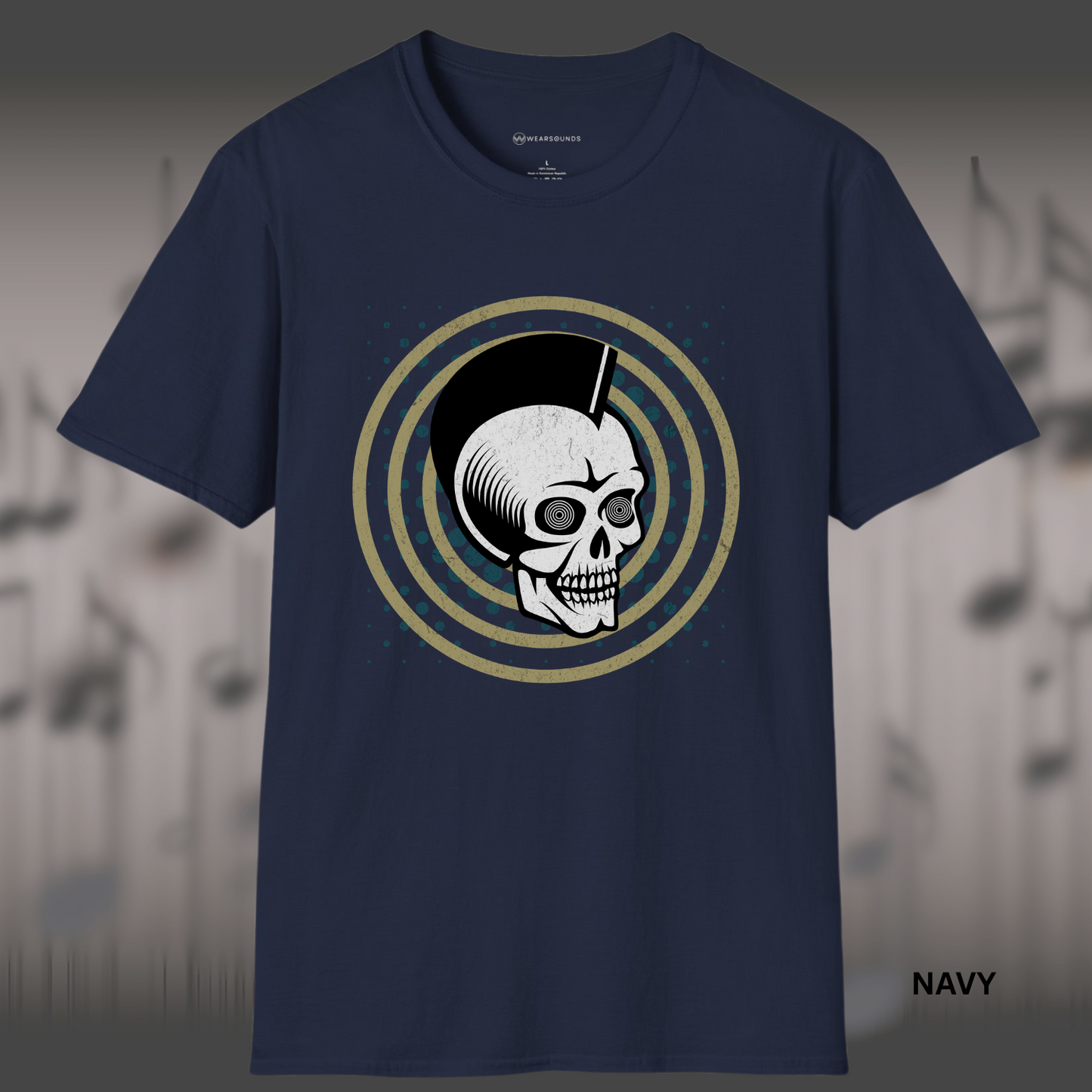 PUNK PULSE PSYCHO SKULL | T-SHIRT - 7 colors - 9 sizes | skull t-shirt, punk rock shirt, psychobilly tee, horror punk graphic tee, goth streetwear, vintage skull graphic.