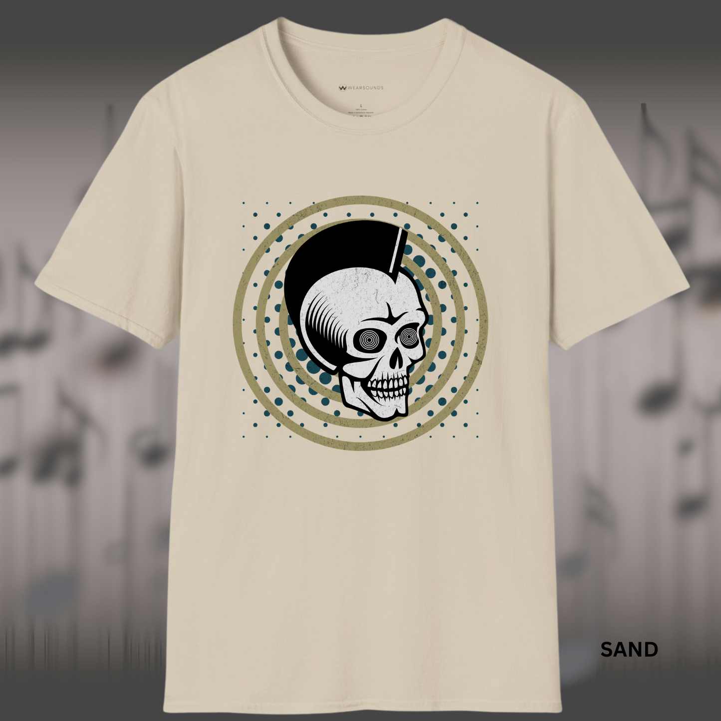PUNK PULSE PSYCHO SKULL | T-SHIRT - 7 colors - 9 sizes | skull t-shirt, punk rock shirt, psychobilly tee, horror punk graphic tee, goth streetwear, vintage skull graphic.