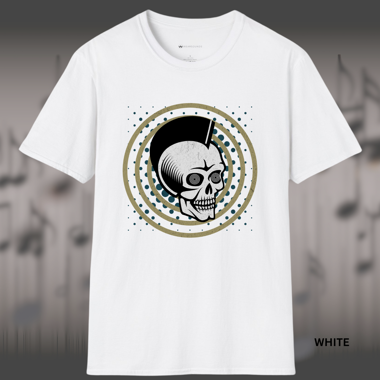PUNK PULSE PSYCHO SKULL | T-SHIRT - 7 colors - 9 sizes | skull t-shirt, punk rock shirt, psychobilly tee, horror punk graphic tee, goth streetwear, vintage skull graphic.