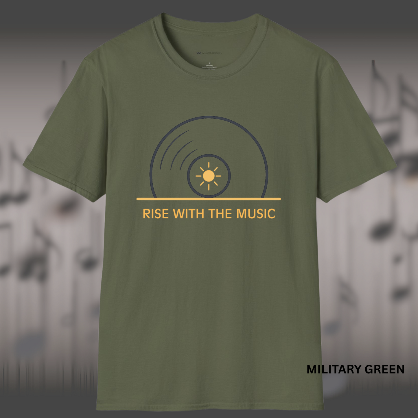 RISE WITH THE MUSIC | T-SHIRT - 7 colors - 9 sizes | — because every great day starts with a great track.