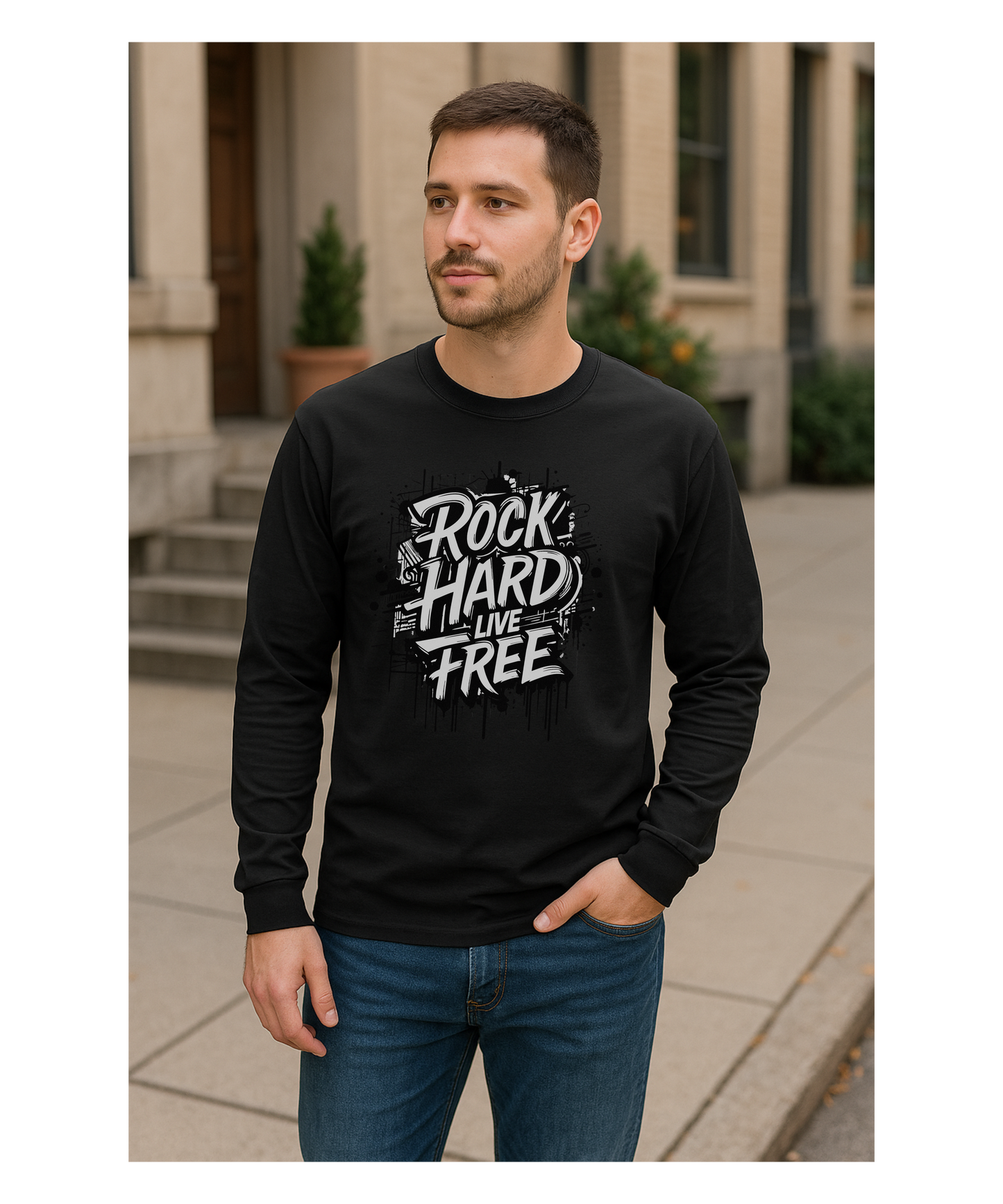 ROCK HARD - LIVE FREE (BLACK) | LONG-SLEEVE T-SHIRT - 1 COLOR - 8 SIZES