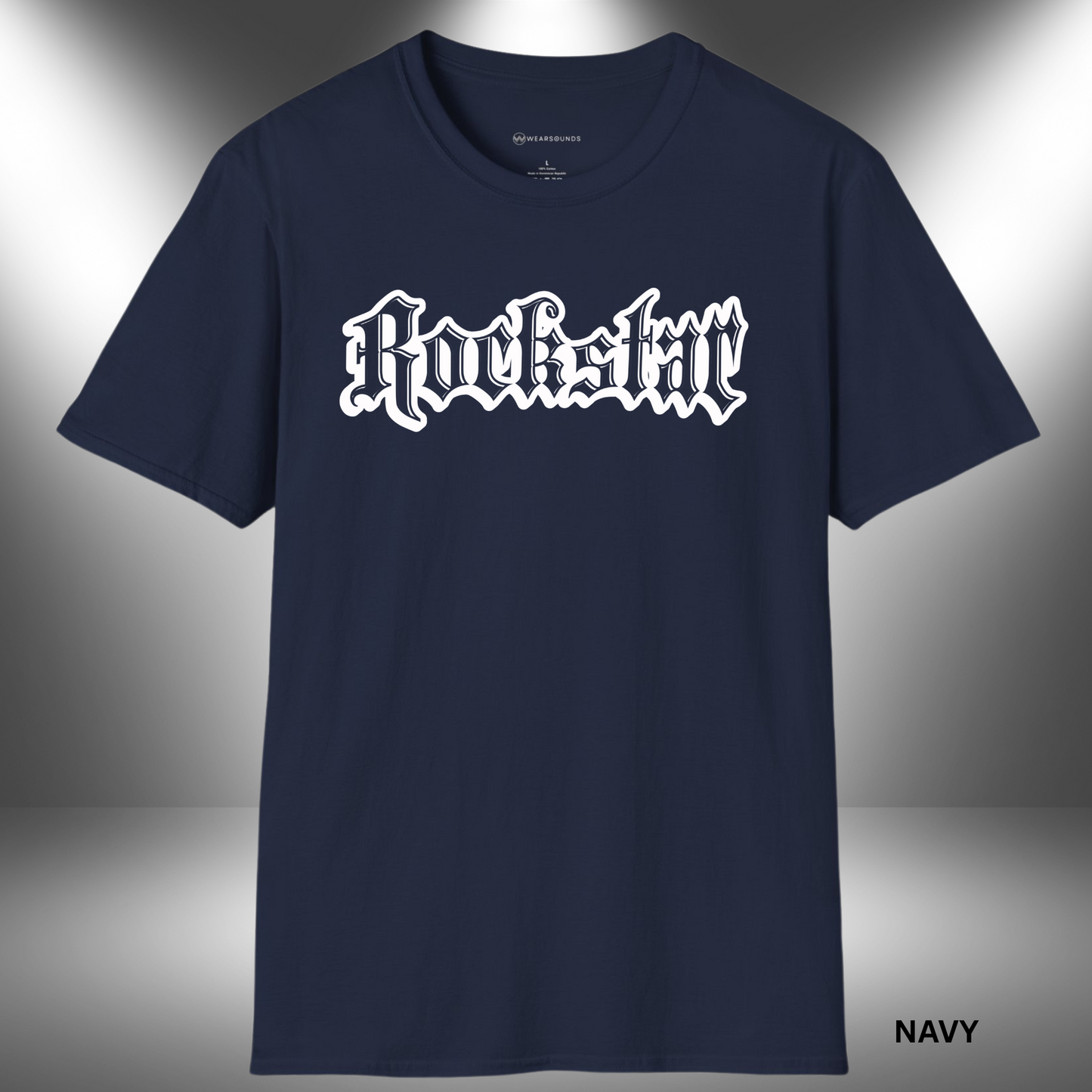 grunge-style 'Rockstar' text in gothic font — bold music graphic celebrating rock culture and rebellious streetwear fashion.