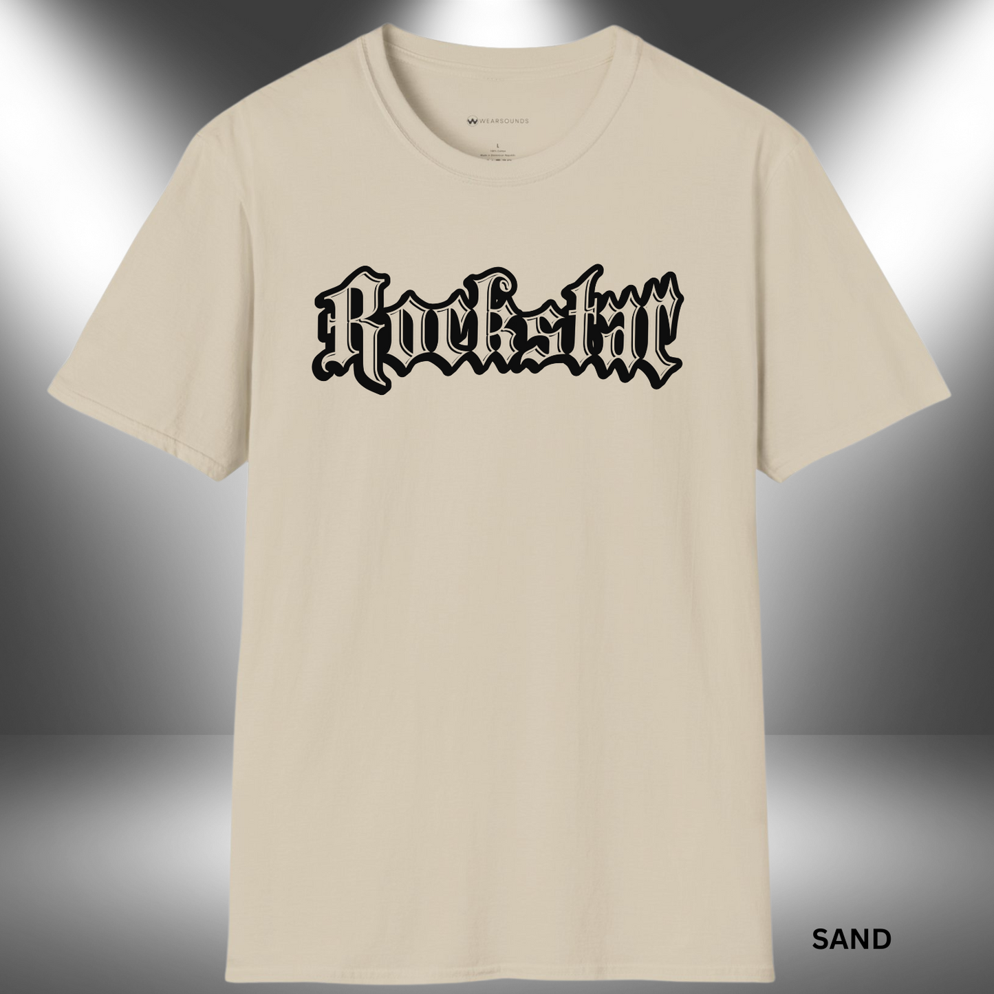 grunge-style 'Rockstar' text in gothic font — bold music graphic celebrating rock culture and rebellious streetwear fashion.