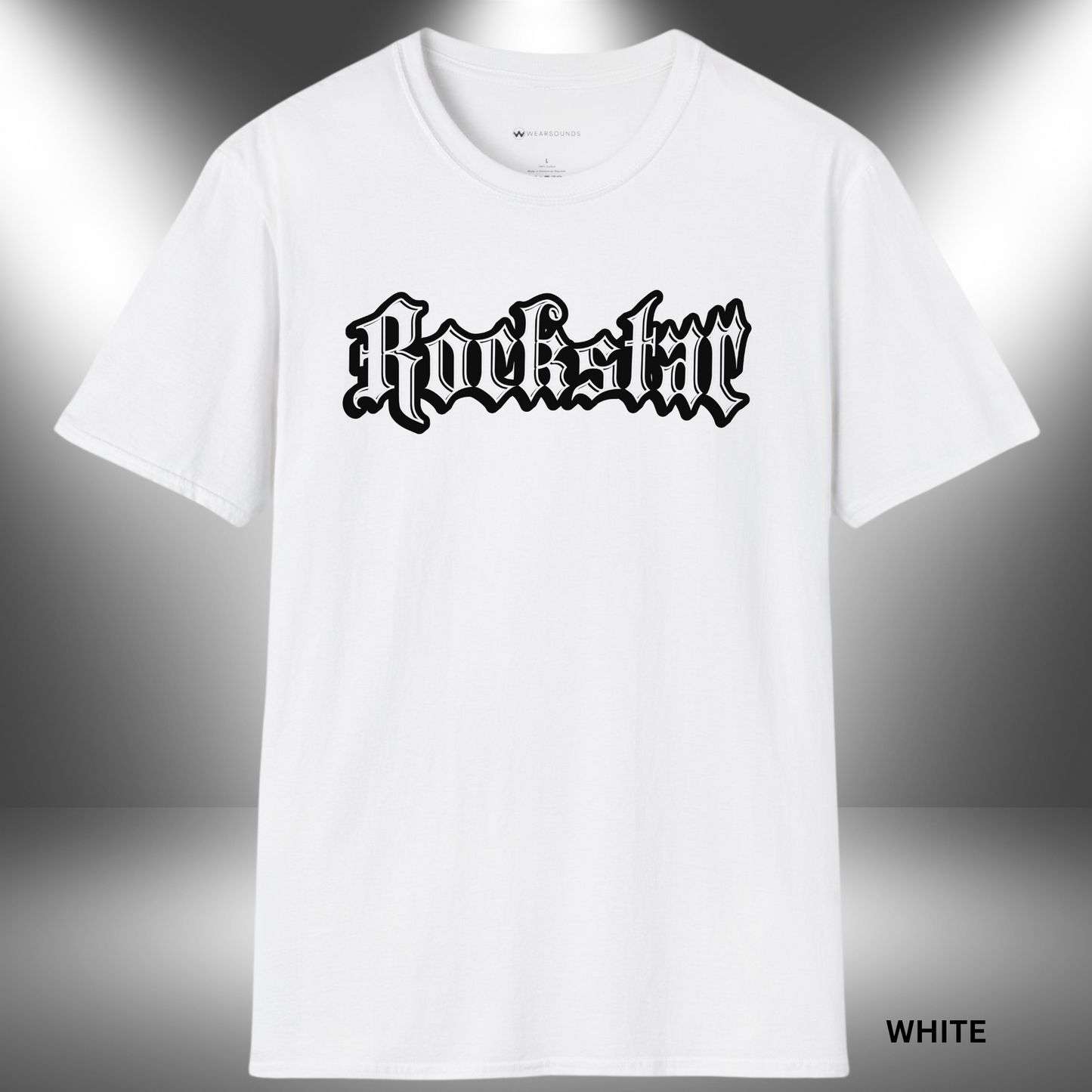 grunge-style 'Rockstar' text in gothic font — bold music graphic celebrating rock culture and rebellious streetwear fashion.