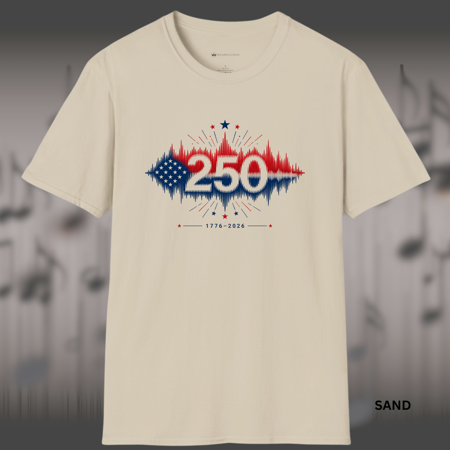 USA250 SOUNDWAVE T-SHIRT | T-SHIRT - 4 colors - 9 sizes | America 250 Patriotic Music Graphic Tee
