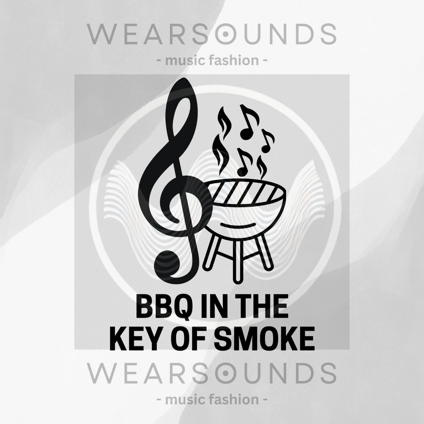 BBQ IN THE KEY OF SMOKE | T-SHIRT - 7 colors - 9 sizes | Light the coals and crank the tunes — grab this design now and bring harmony to your next cookout!