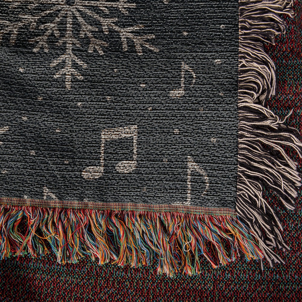 Snowfall Symphony – Music & Winter Woven Blanket