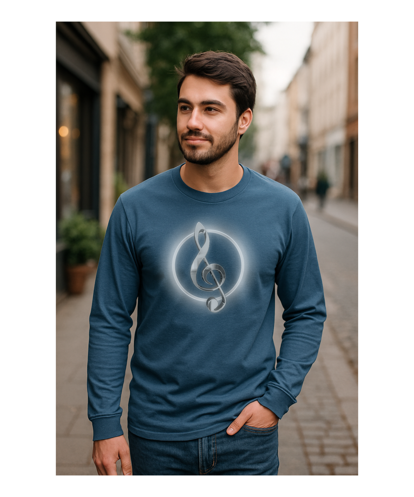 TREBLE CLEF IN SHADOW | Long-Sleeve T-Shirt - 5 colors - Various Sizes