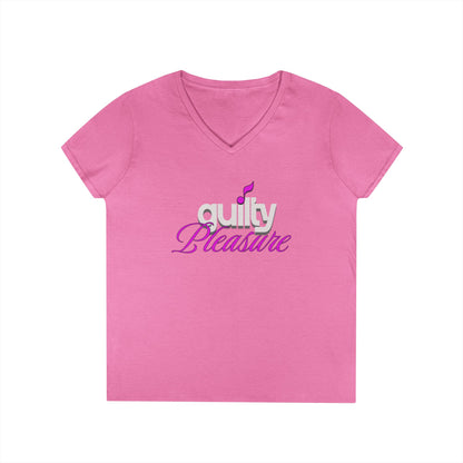 GUILTY PLEASURE |  Lady's V-Neck  | T-SHIRT - 6 colors - 4 sizes | Celebrate your sound with a wink and a vibe.
