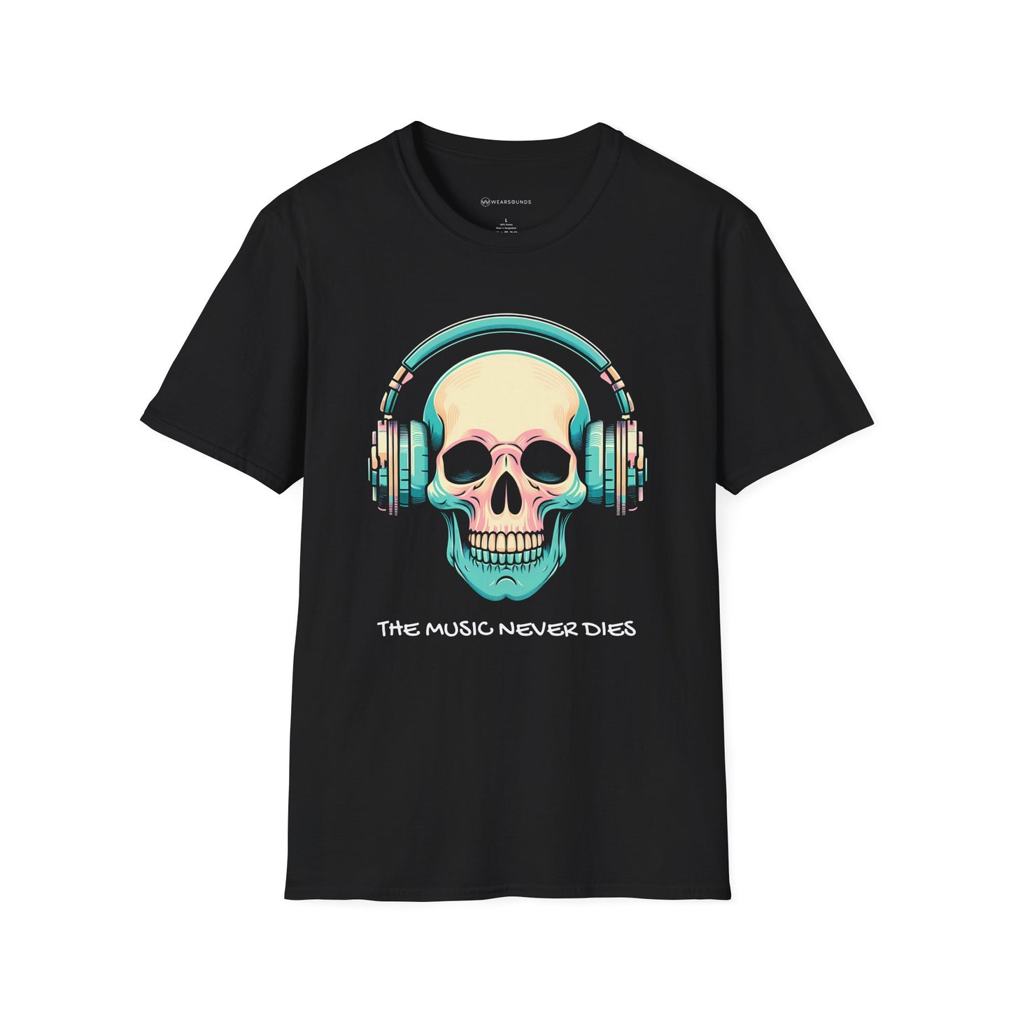 SKELETON HEADPHONES       | T-SHIRT - 3 colors - 9 sizes  | The Music Never Dies Graphic Tee