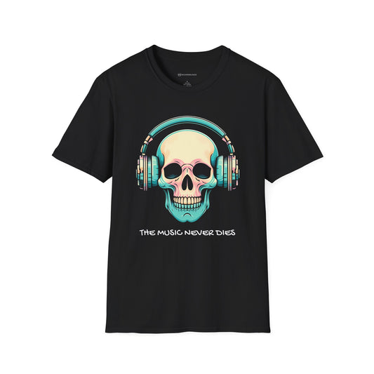 SKELETON HEADPHONES       | T-SHIRT - 3 colors - 9 sizes  | The Music Never Dies Graphic Tee