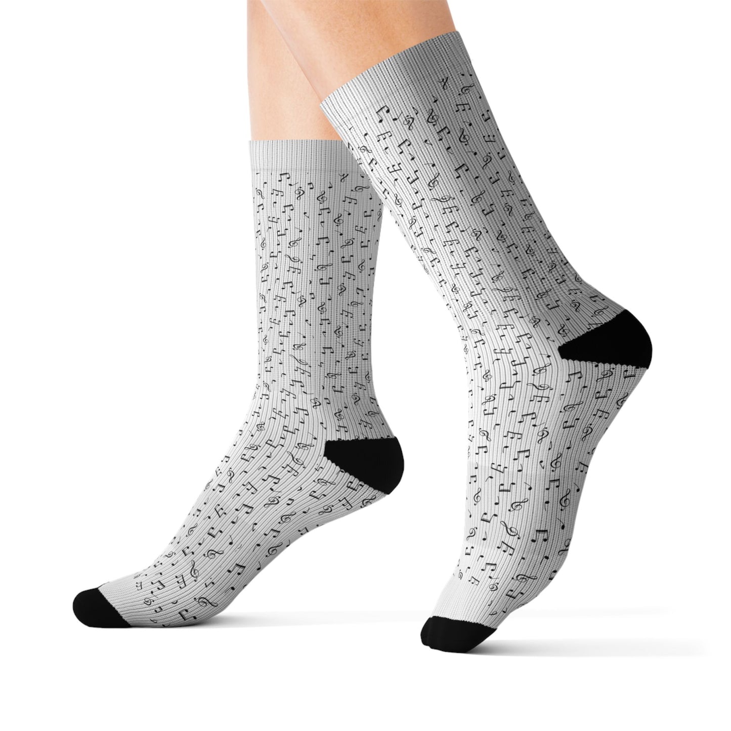 SHEET MUSIC CREW SOCKS —Women's Novelty Crew Socks with Sheet Music Pattern | WOMEN SIZE MEDIUM